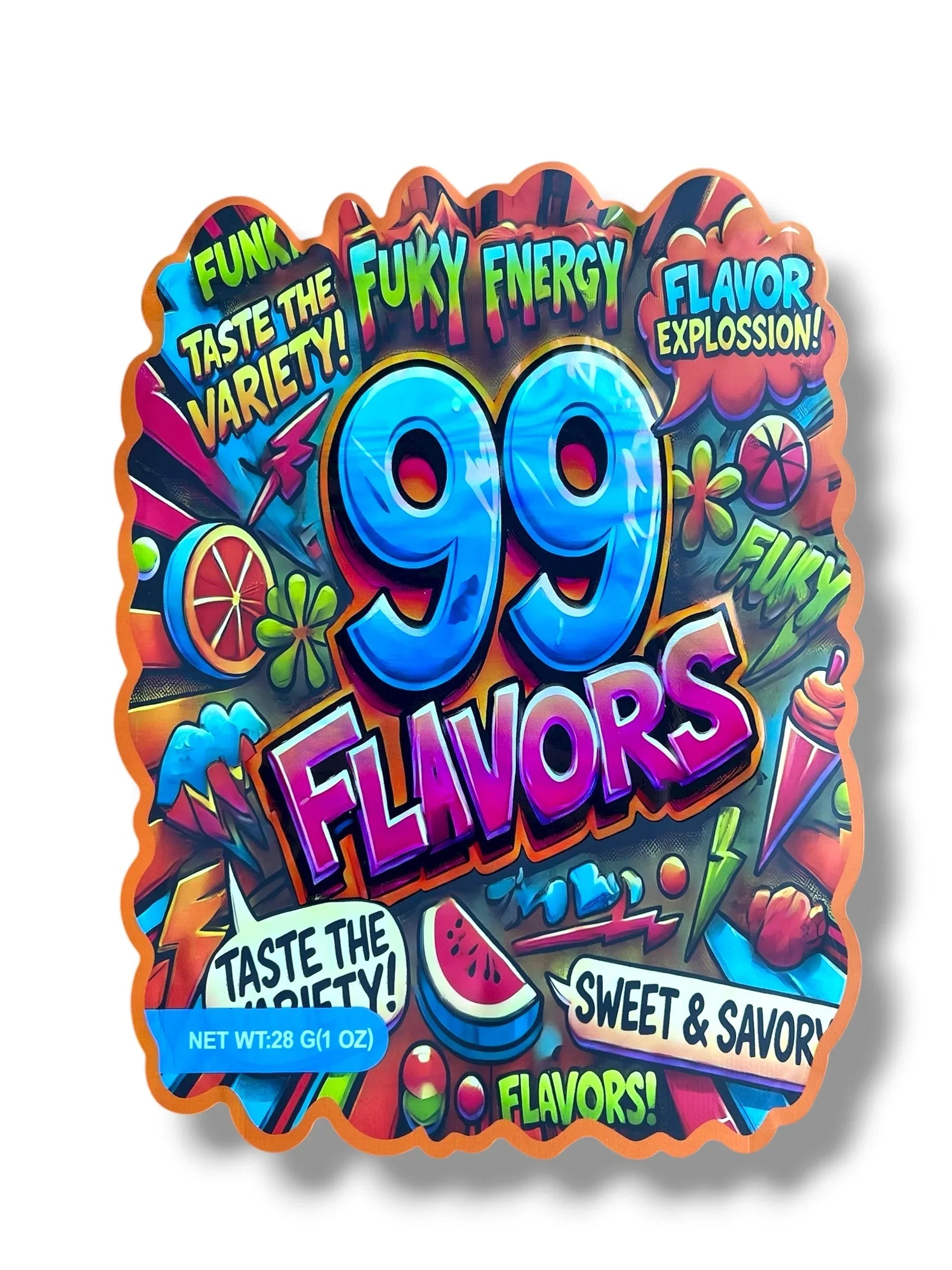 99 Flavors 1 OZ 28G Mylar empty Mylar bag 1 ounce (50 Count) - Black Unicorn Hub