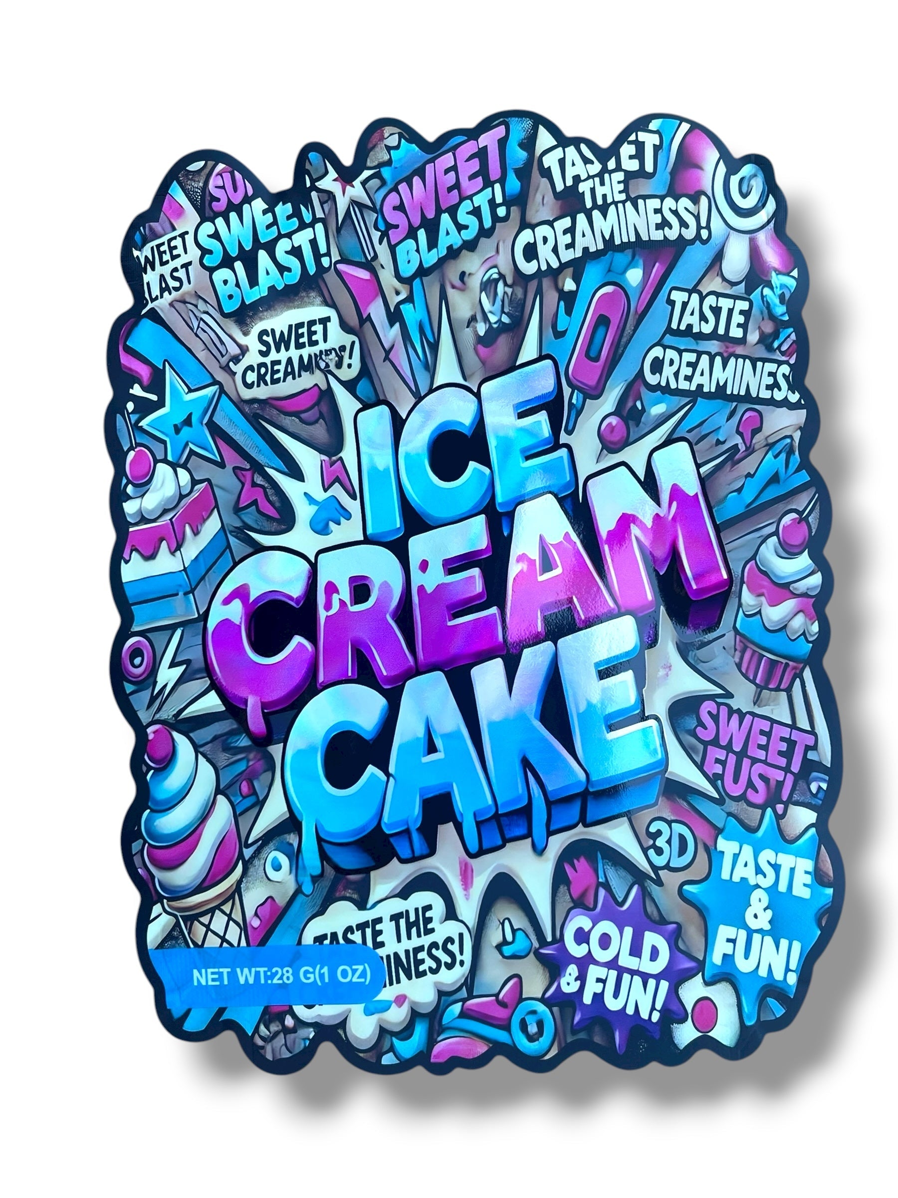Ice Crea Cake 1 OZ 28G Mylar empty Mylar bag 1 ounce (50 Count)