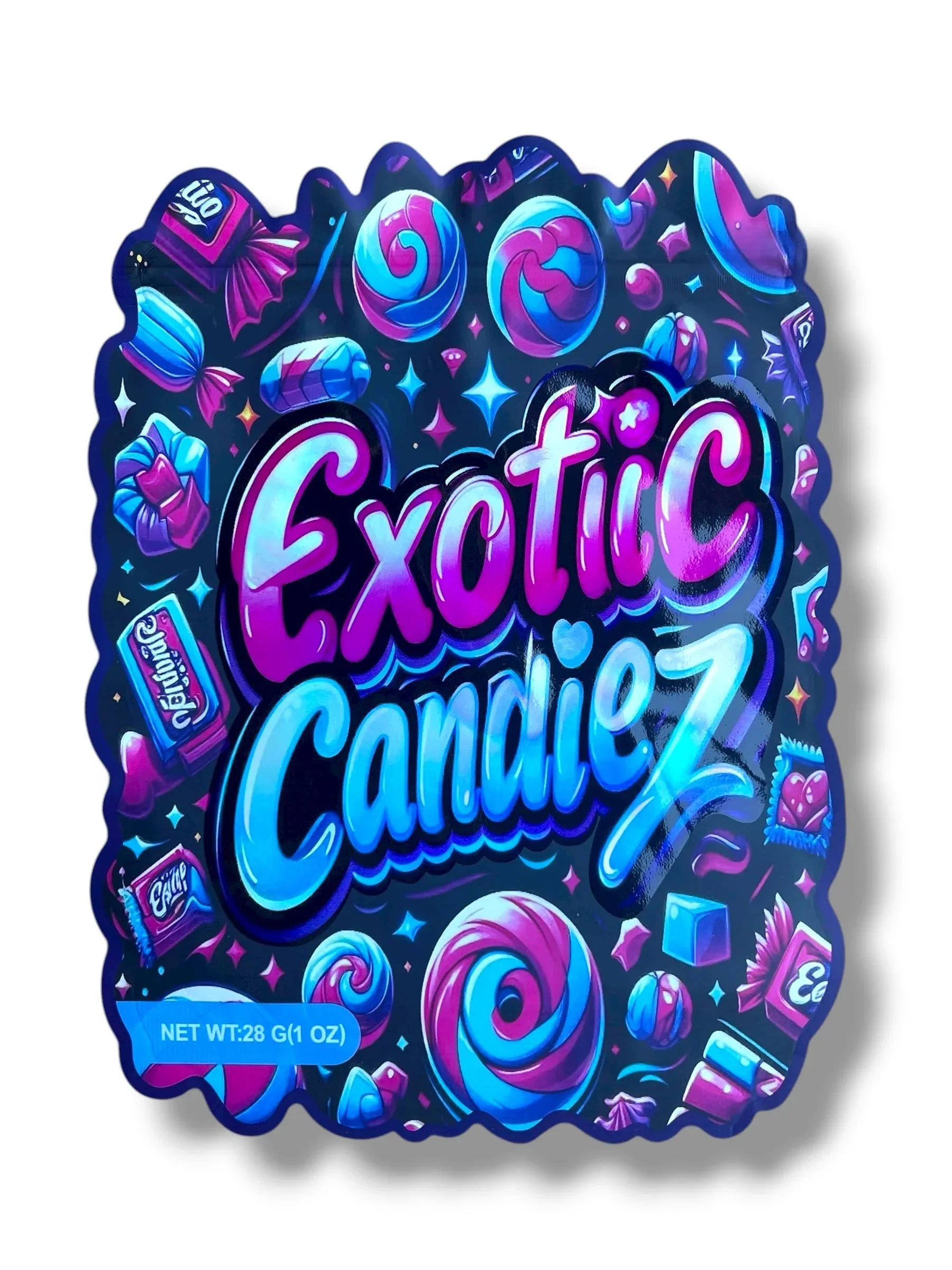Exotic Candiez 1 OZ 28G Mylar empty Mylar bag 1 ounce (50 Count) - Black Unicorn Hub