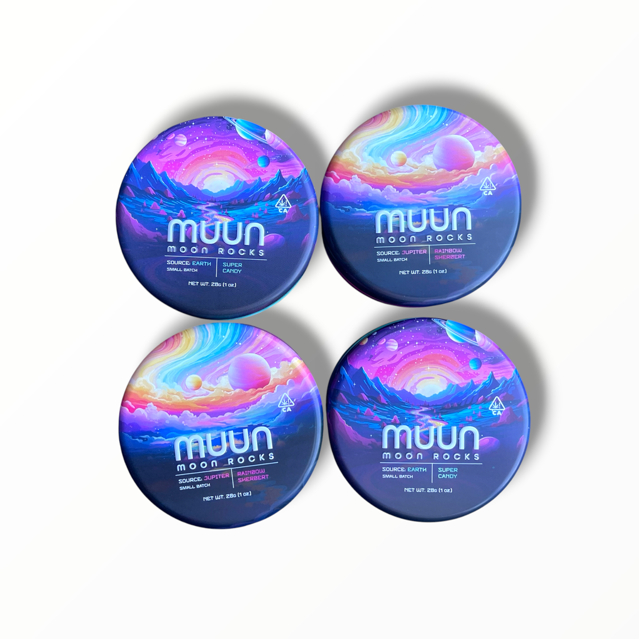 Muun Moon Rocks Mixed-Strain Variety Pack – 4 Capsules, 16 Empty 1 Oz Pods – Packaging Only