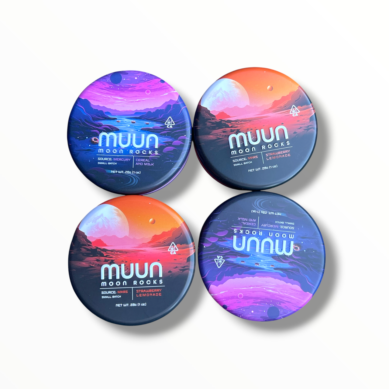 Muun Moon Rocks Mixed-Strain Variety Pack – 4 Capsules, 16 Empty 1 Oz Pods – Packaging Only