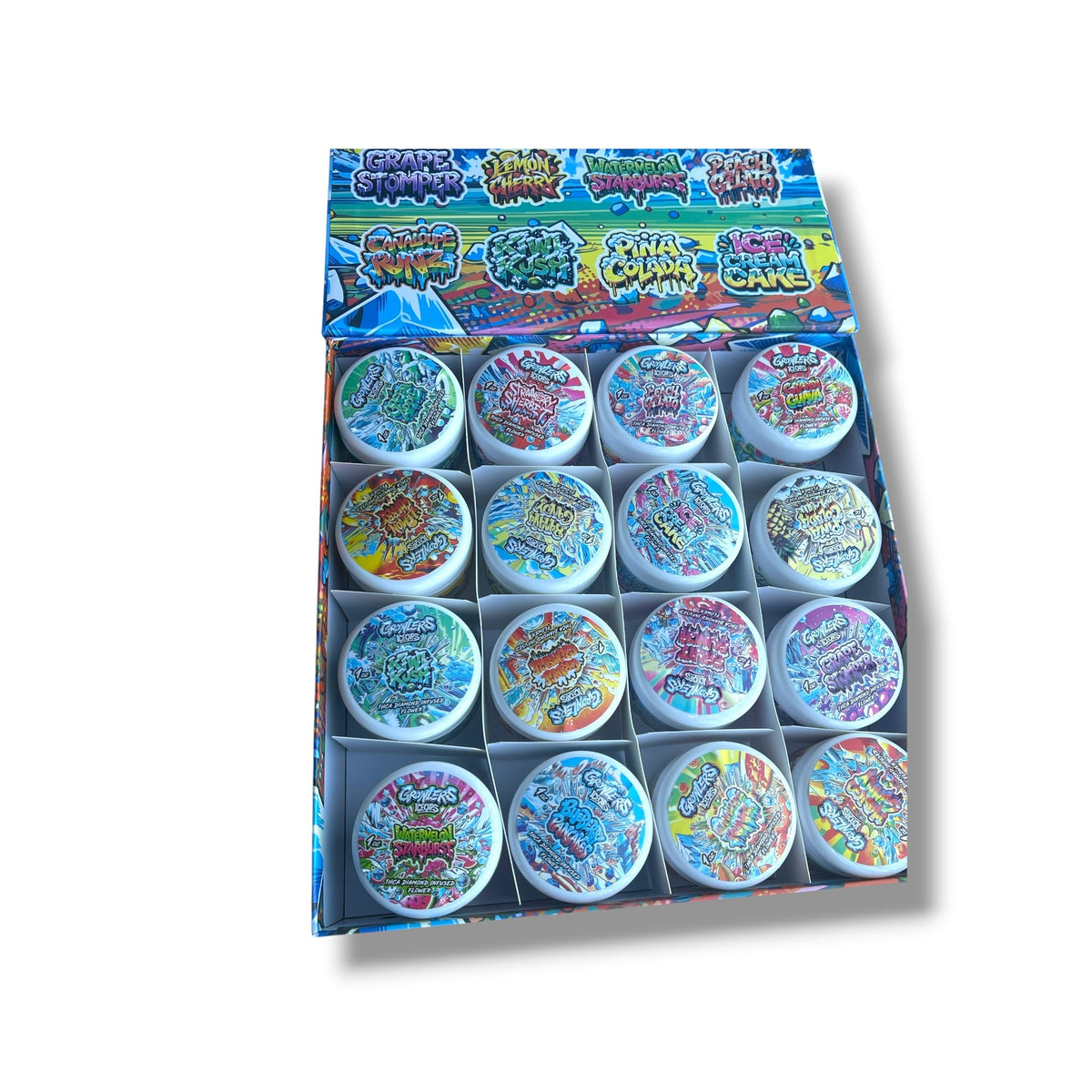 Jungle Boys 16-1oz Jars in a box Mixed Strains Variety Pack- Empty packaging only (Copy)