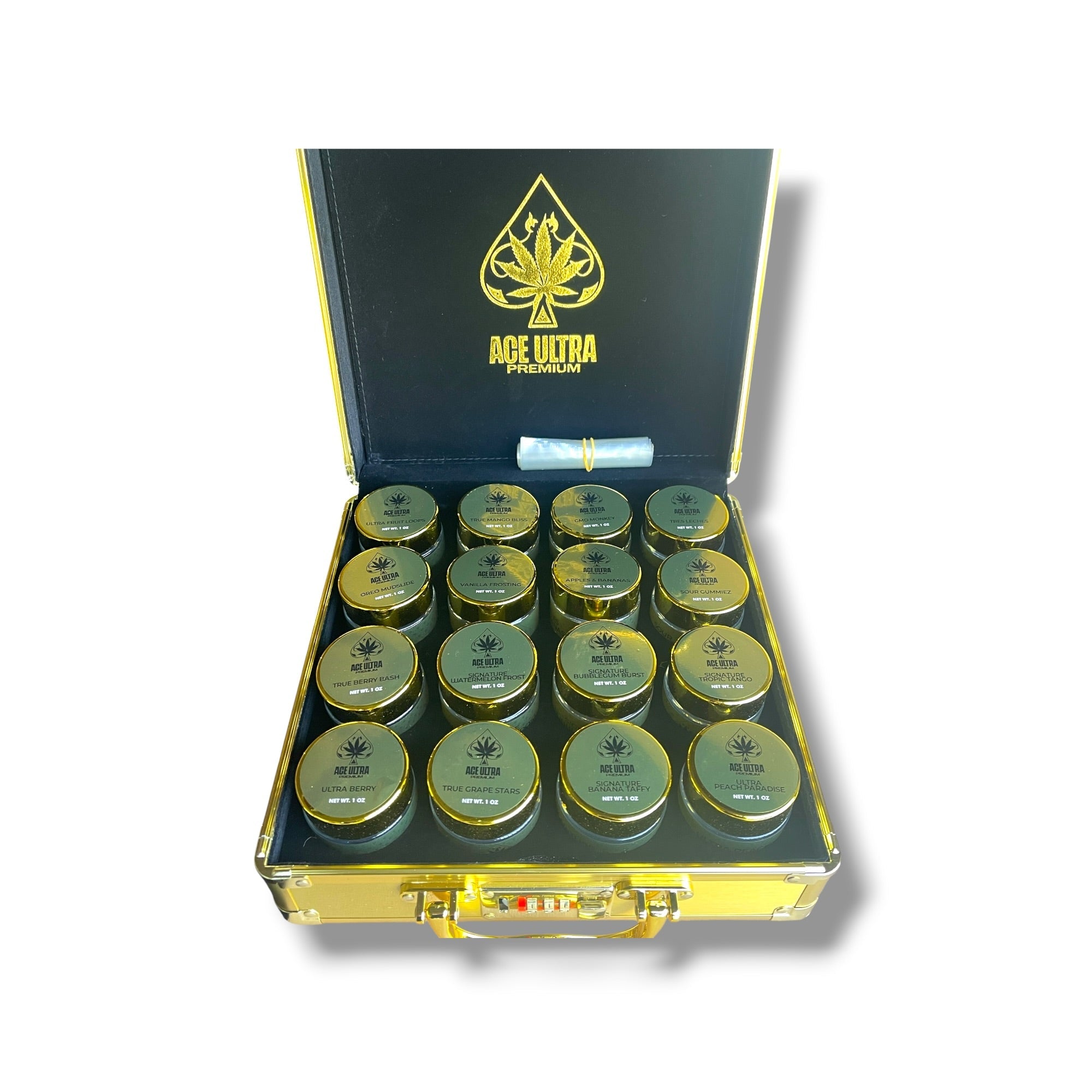 Whole Melt Passport Edition 1oz Glass Jars - Varity Pack 16 Strains in box Empty Jars (Copy)