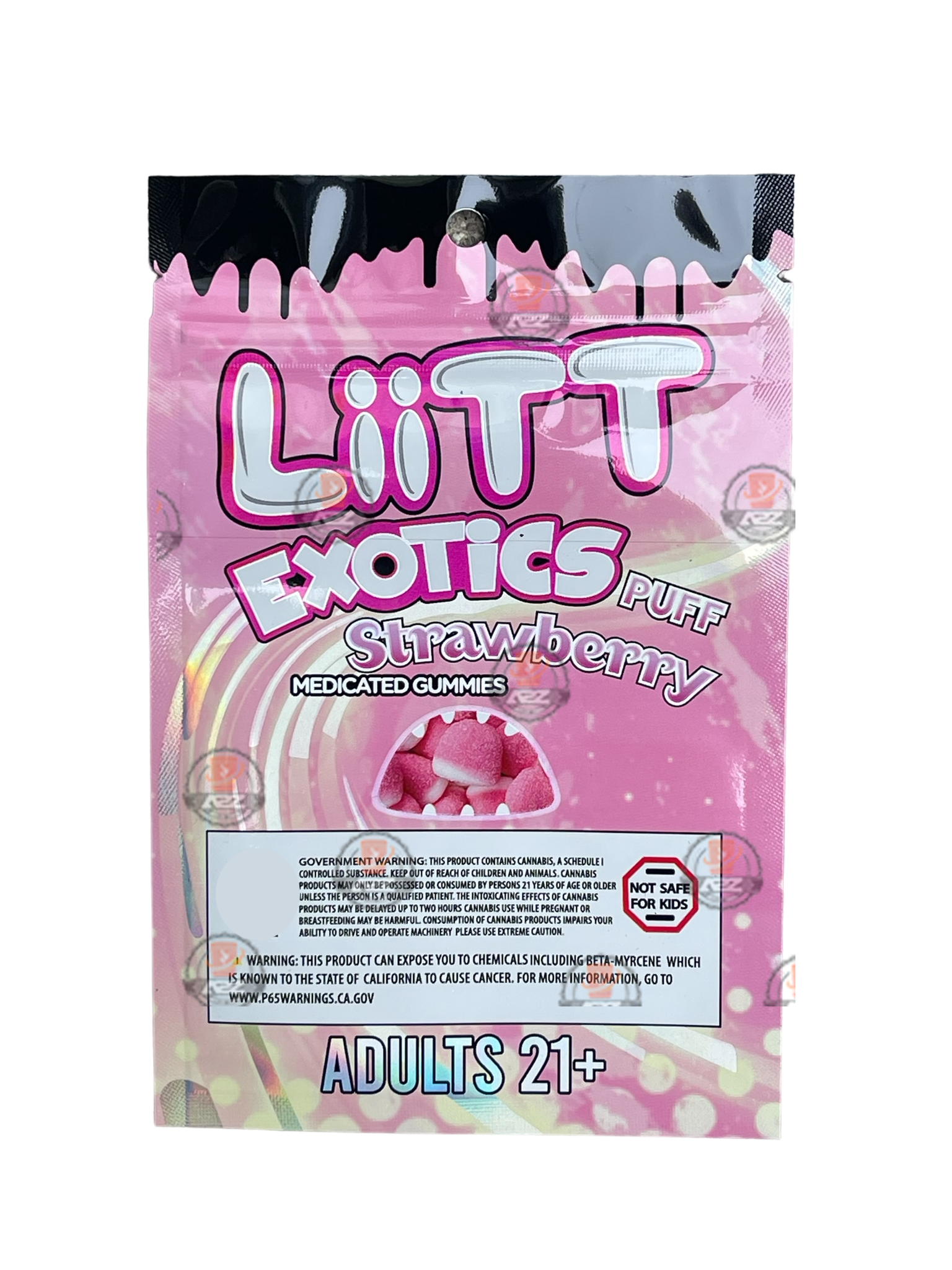Liitt Exotics Puff Strawberry 3.5g Mylar Bag 1000MG (Packaging Only)