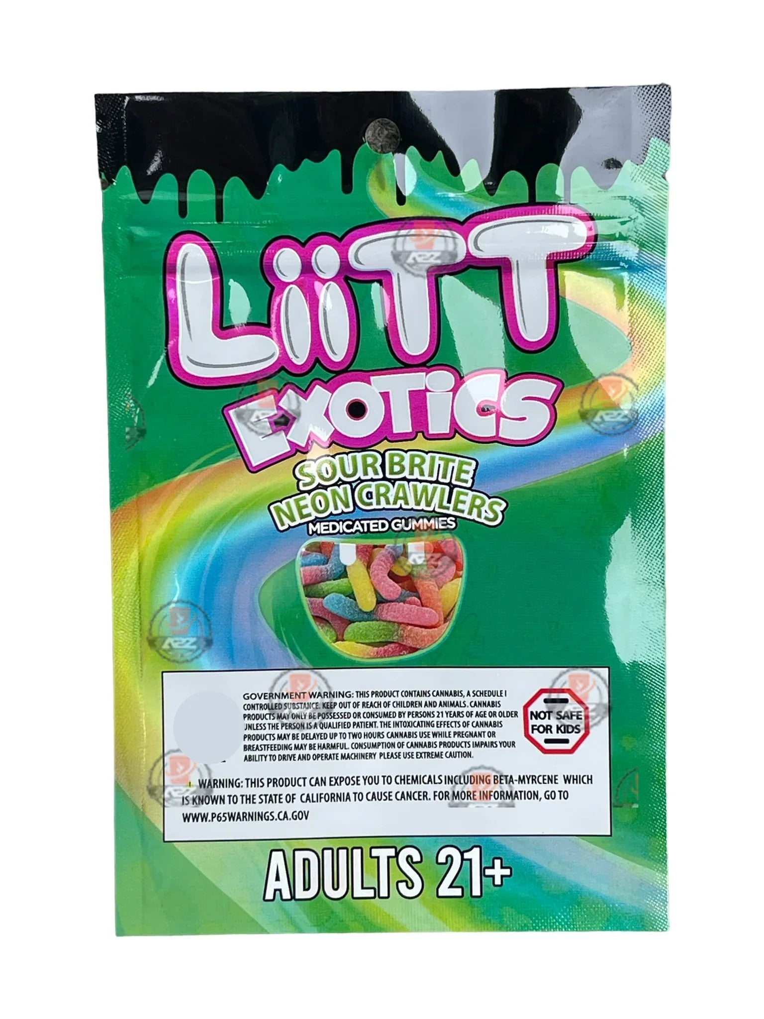 Liitt Exotics Sour Brite Neon clawers 3.5g Mylar Bag 1000MG (Packaging Only) - Black Unicorn Hub