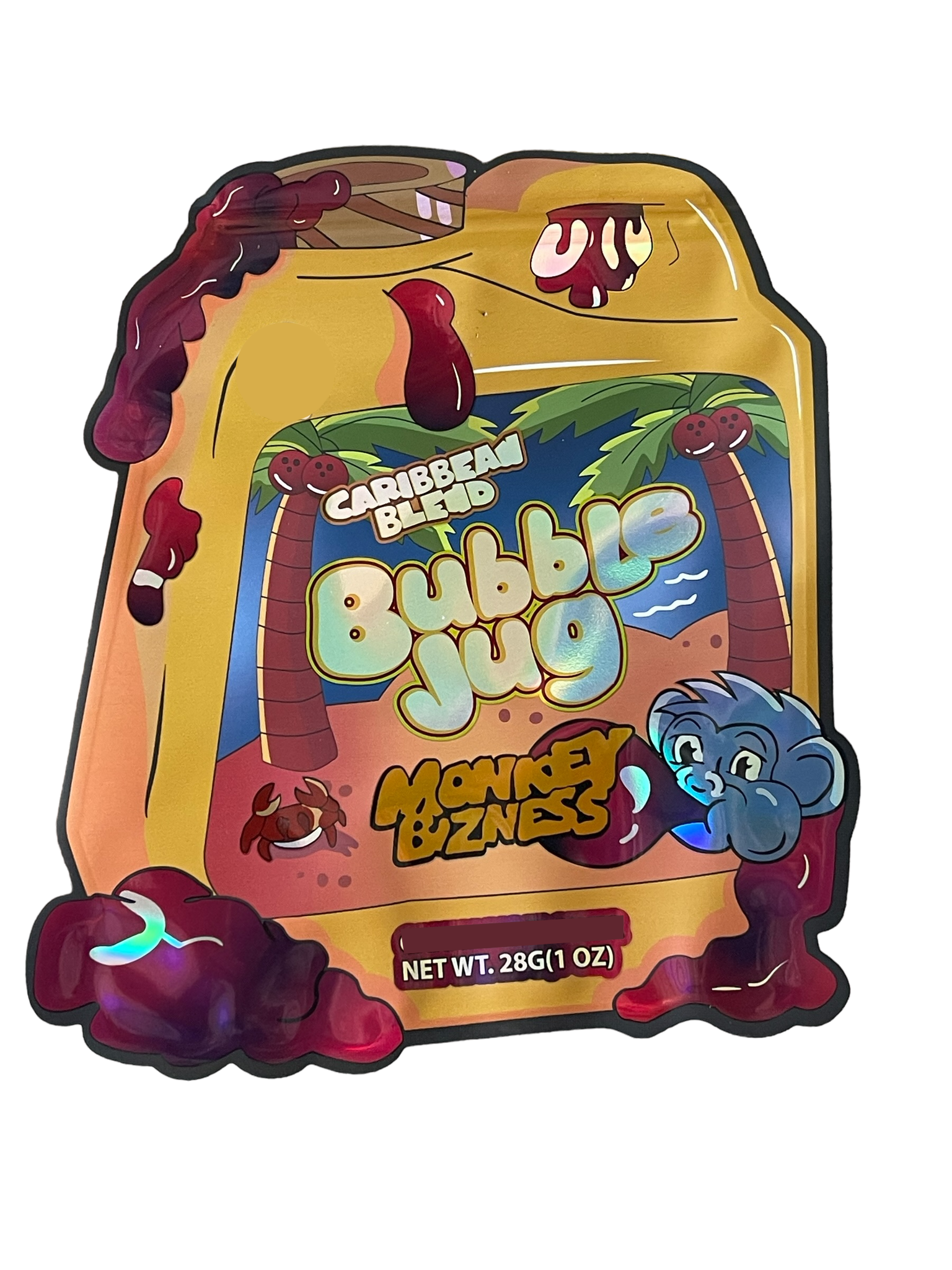 Bubble Jug Mylar Bag 1 OZ 28G (50 Count) Caribbean Blend Monkey Business