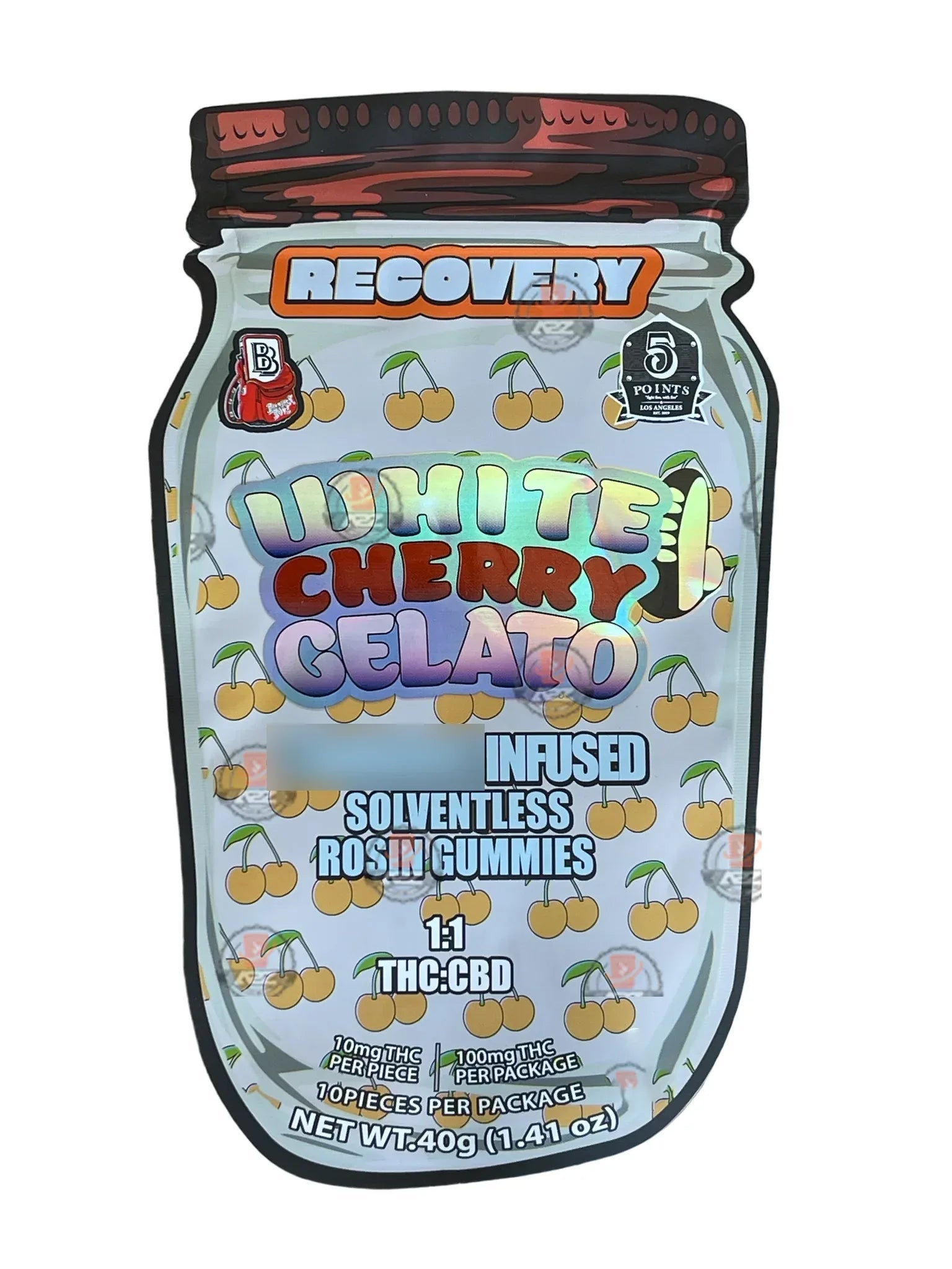 White Cherry Gelato Mylar Bag- Rosin Gummies (Packaging Only) - Black Unicorn Hub