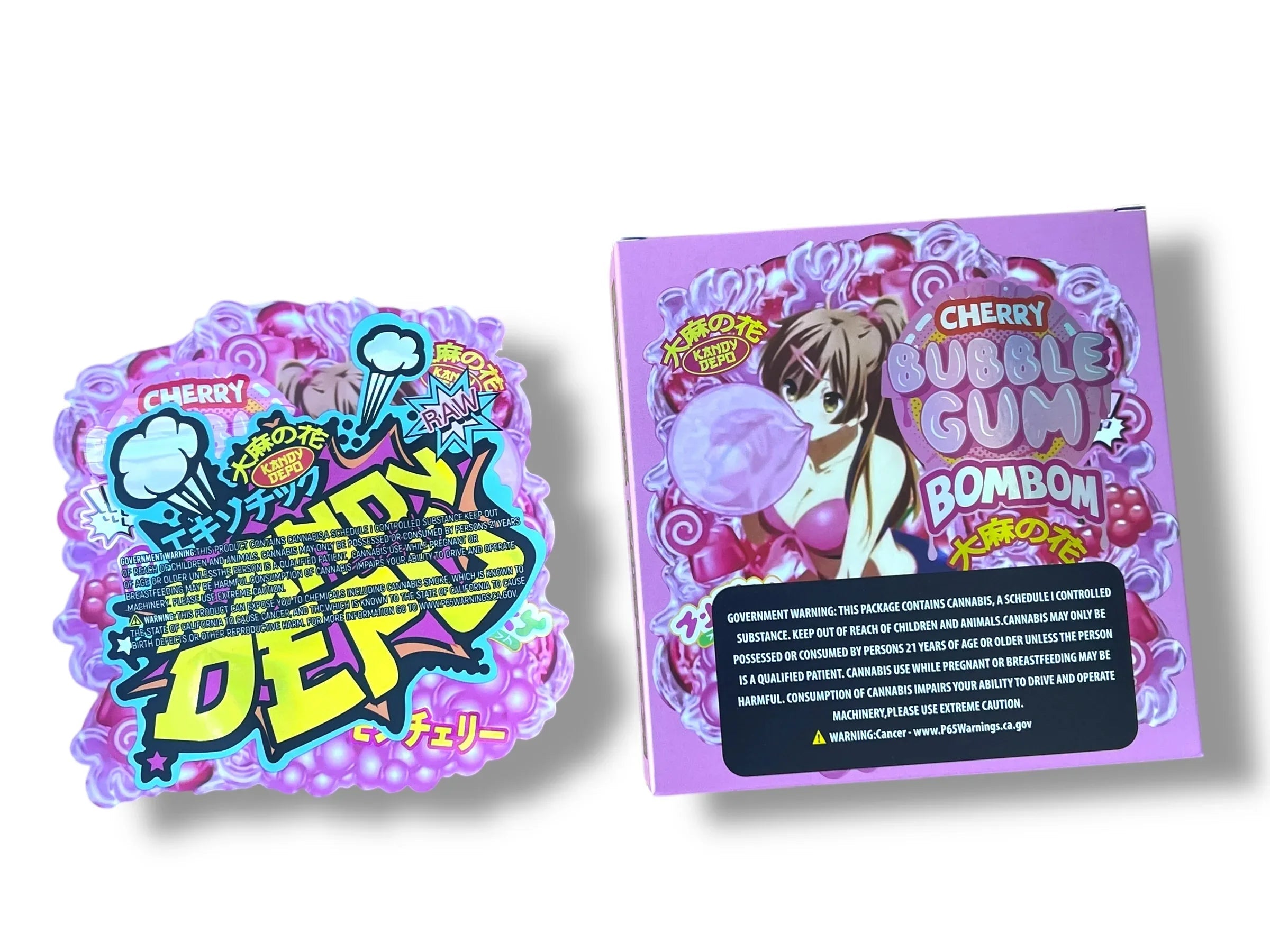 Cherry Bubblegum Bombom Kandy Depo Mylar Bags with Boxes 3.5g Box Packaging - Black Unicorn Hub