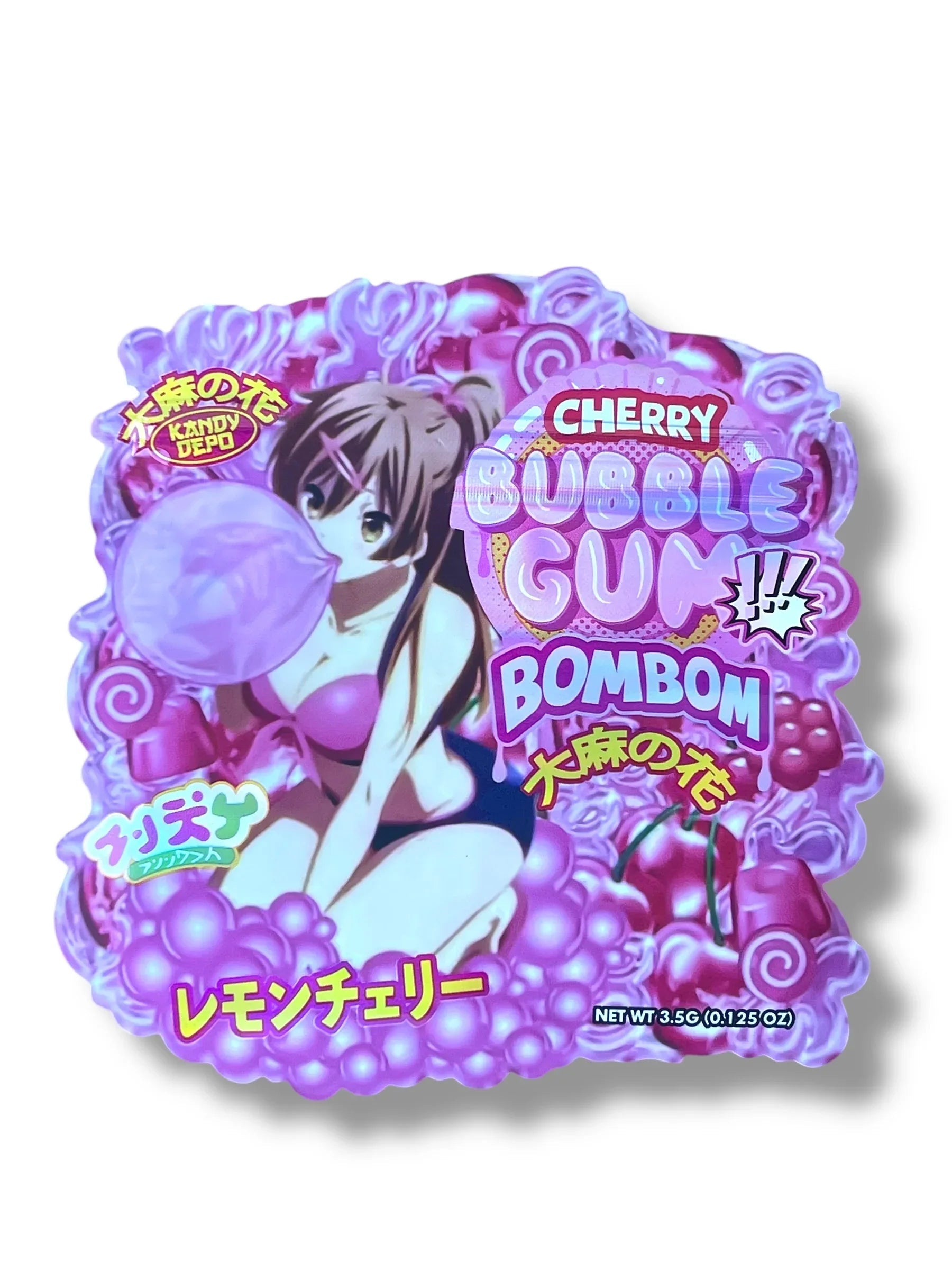 Kandy Depo Cherry Bubblegum Bomobom Mylar Bag 3.5g shape bag - Black Unicorn Hub