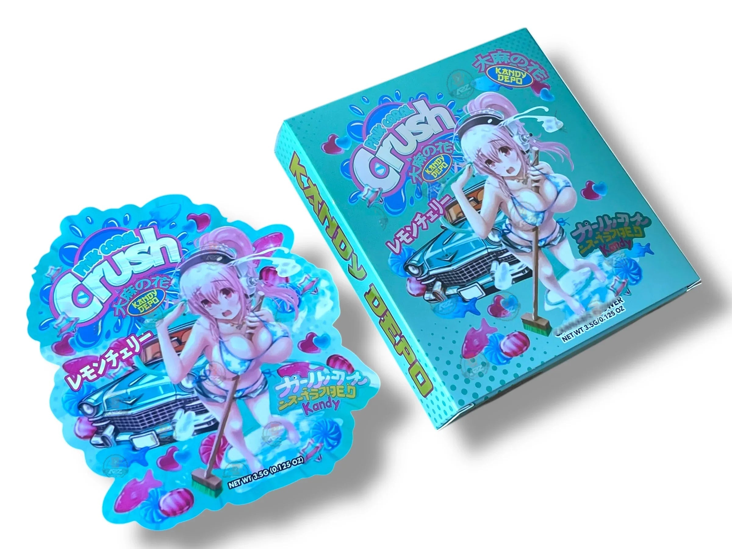 Pink Coral Crush Kandy Depo Mylar Bags with Boxes 3.5g Box Packaging - Black Unicorn Hub