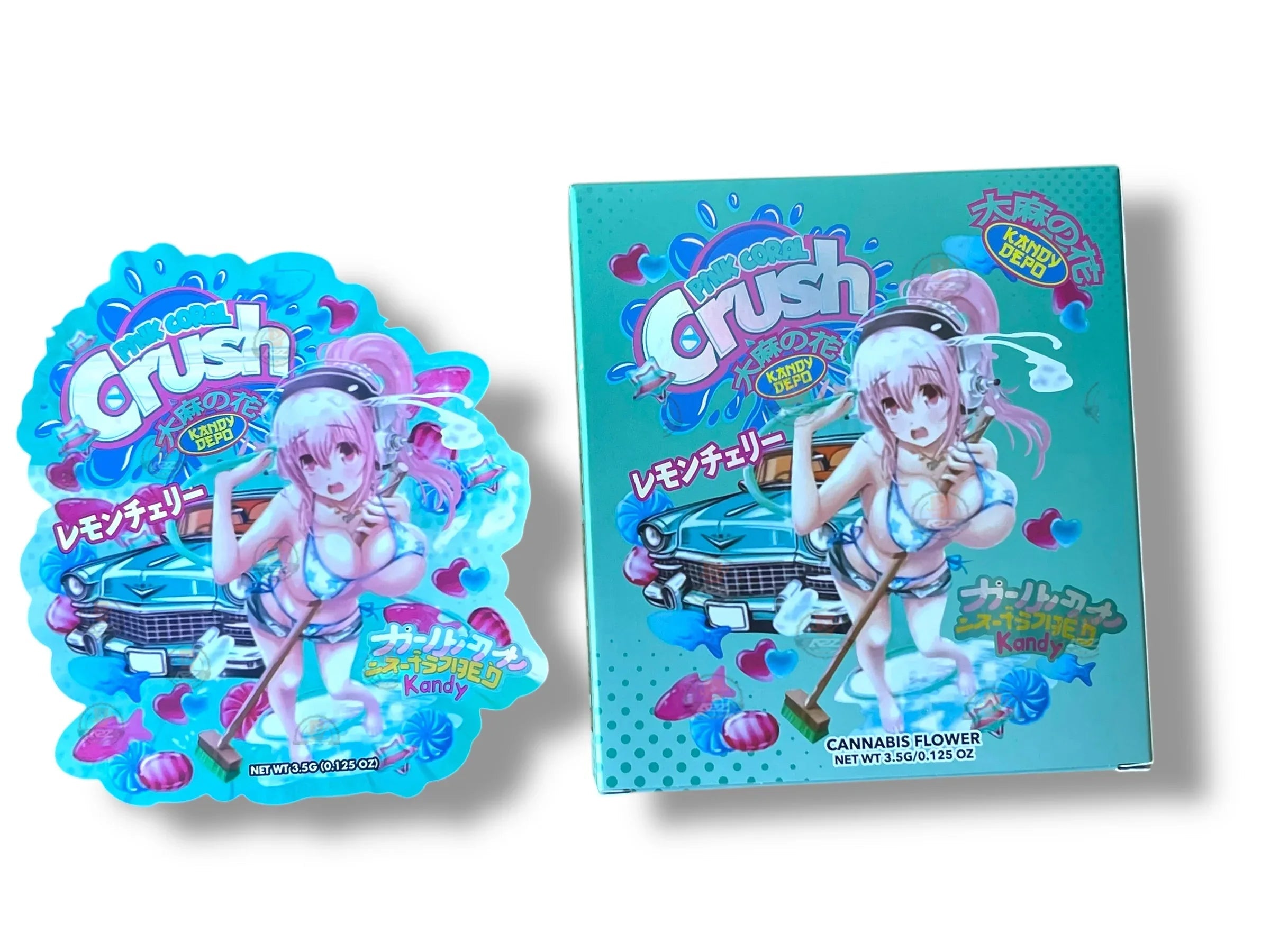 Pink Coral Crush Kandy Depo Mylar Bags with Boxes 3.5g Box Packaging - Black Unicorn Hub