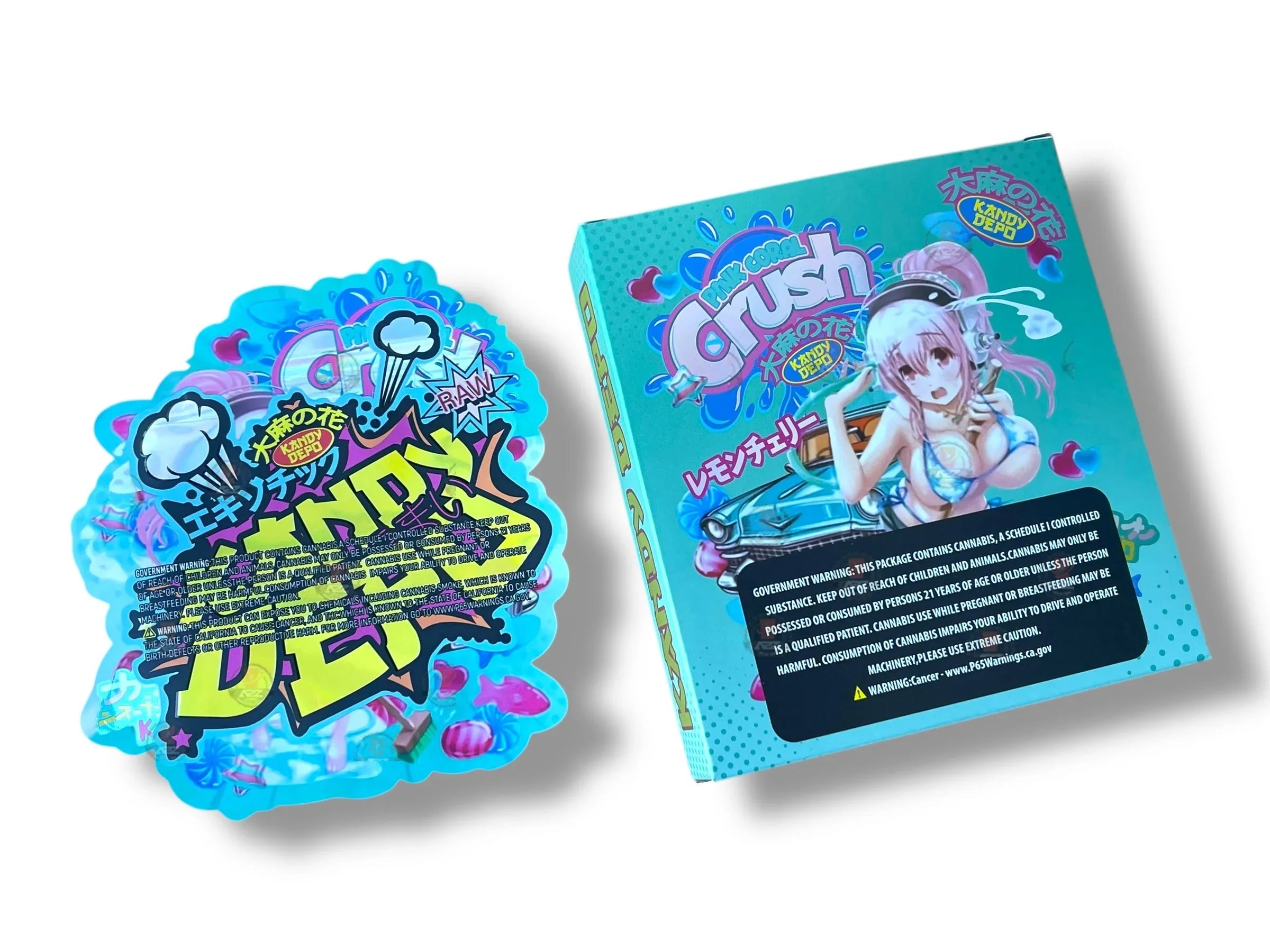 Pink Coral Crush Kandy Depo Mylar Bags with Boxes 3.5g Box Packaging - Black Unicorn Hub
