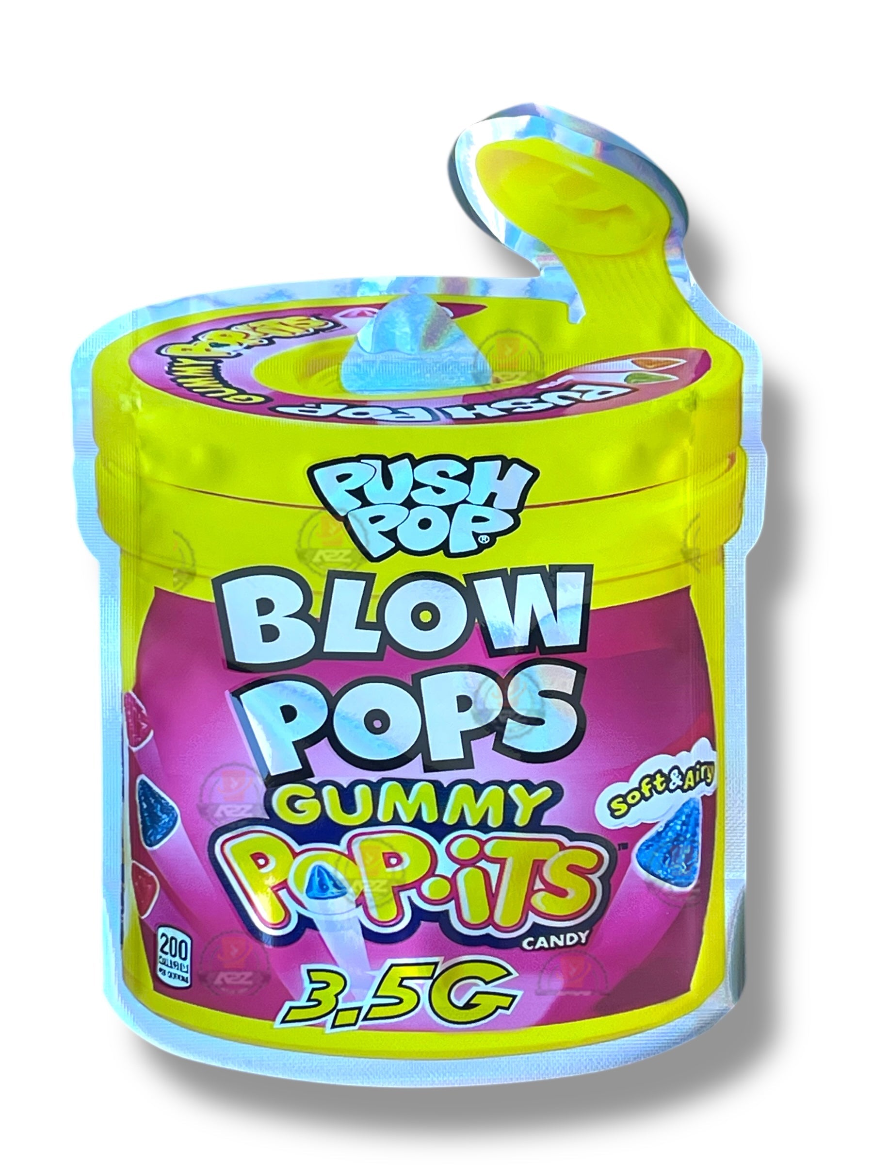 Push Pop Blow Pops Gummy Popits Mylar Bag 3.5g shape bag