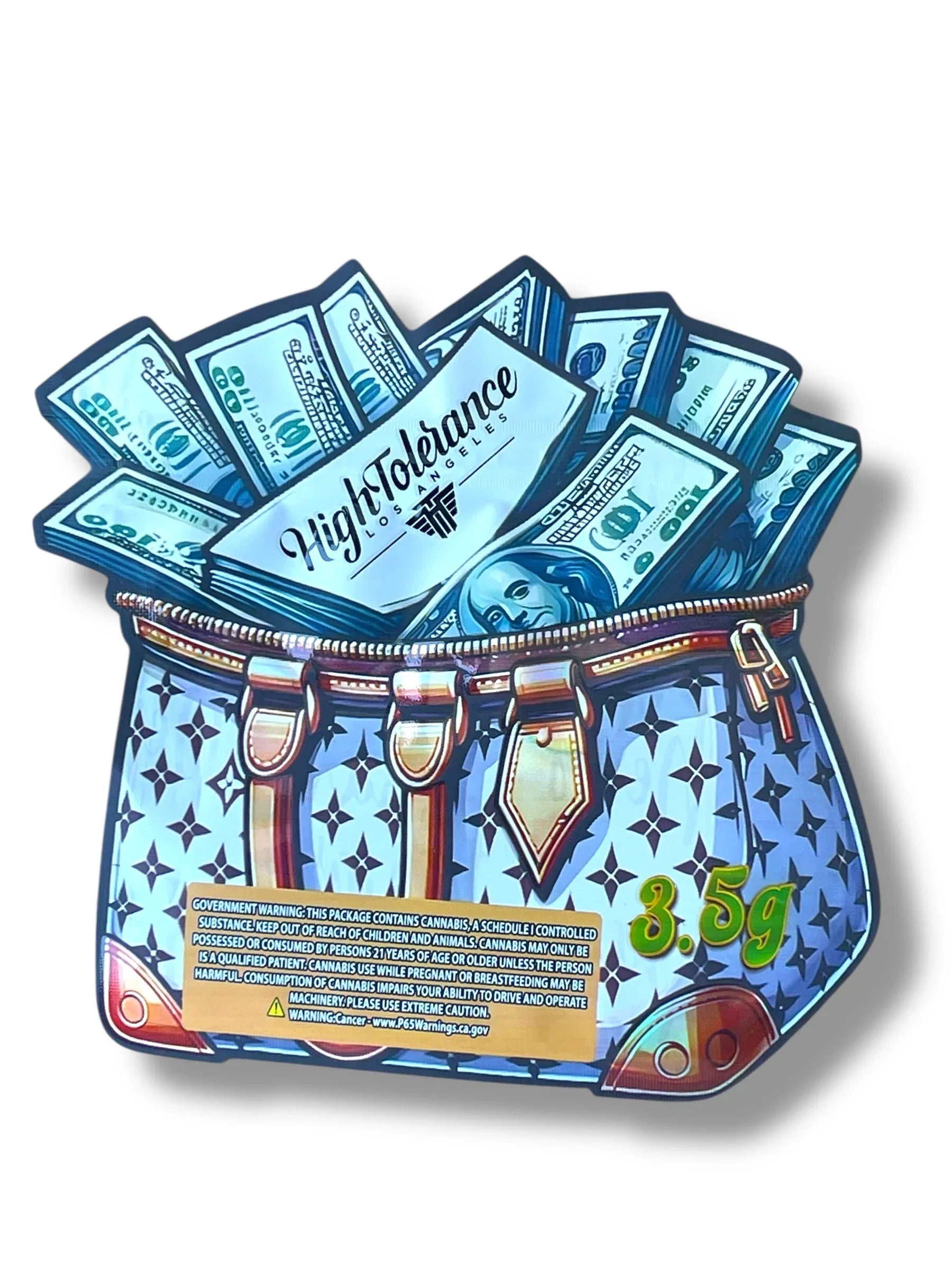 High Tolerance $100 Mylar Bag 3.5g shape bag Money Bag - Black Unicorn Hub