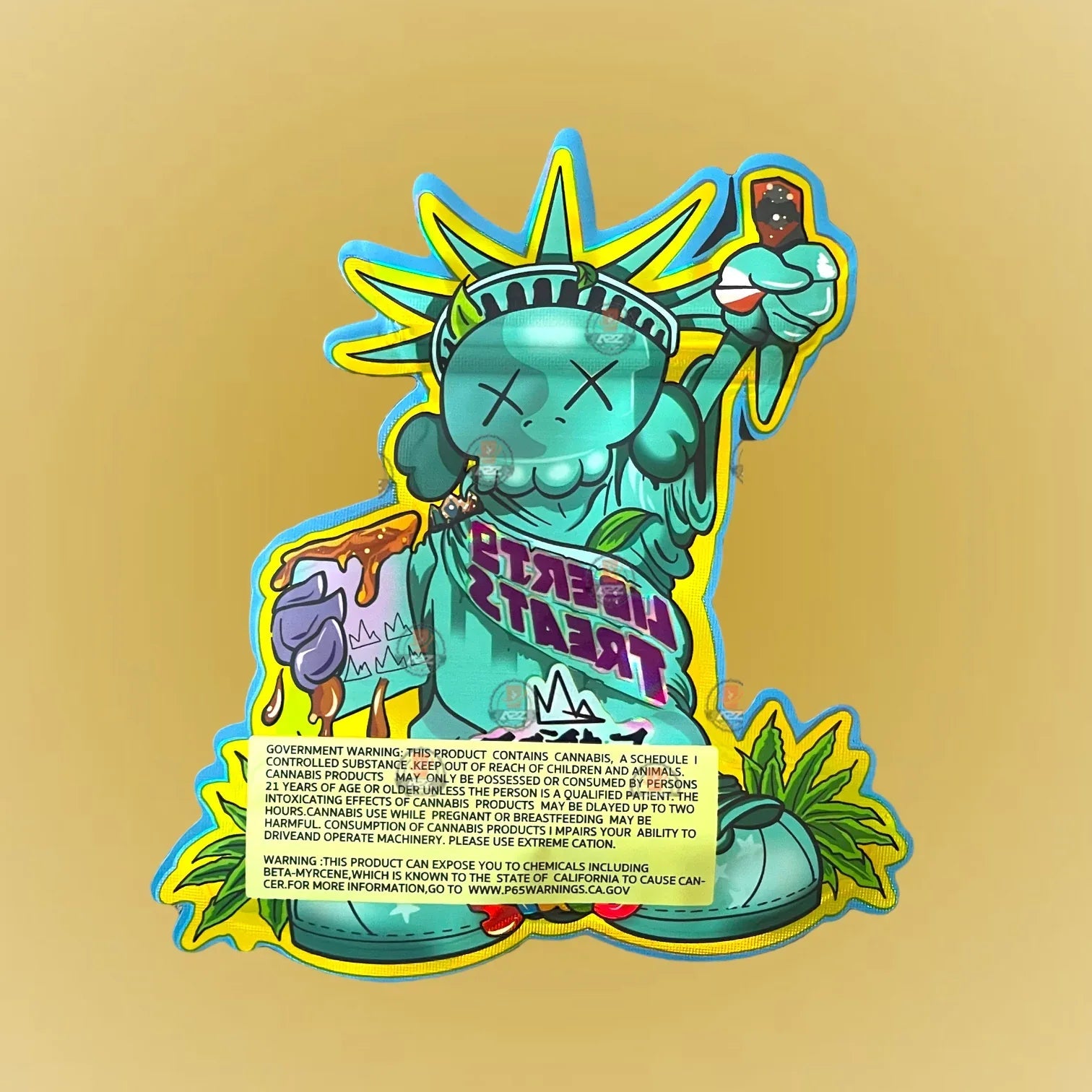 Liberty Treats 3.5G Mylar Bags- Empire Genetics Cut Out-Holographic - Black Unicorn Hub