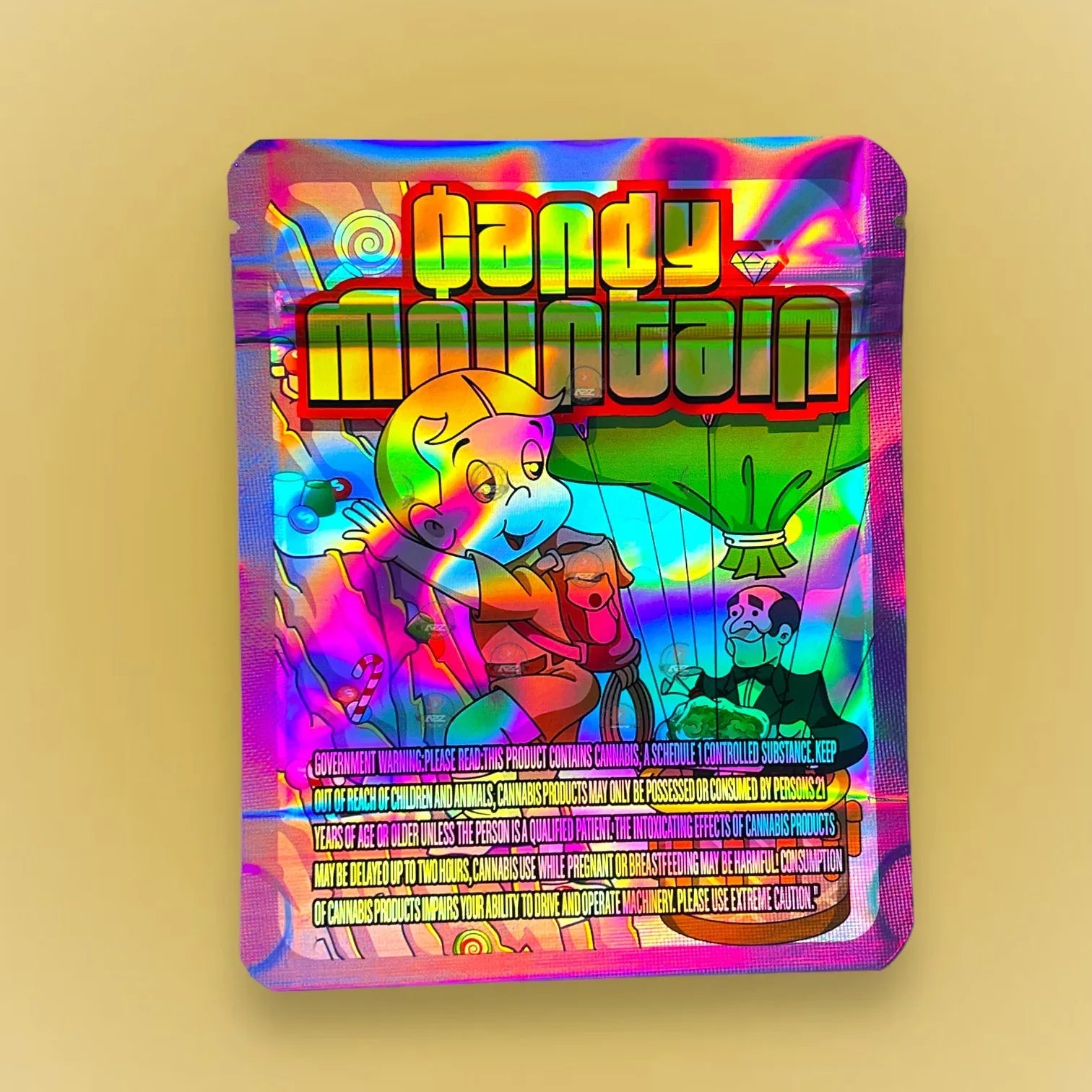 Candy Mountain 3.5g Mylar Bag Holographic- Packaging Only - Black Unicorn Hub