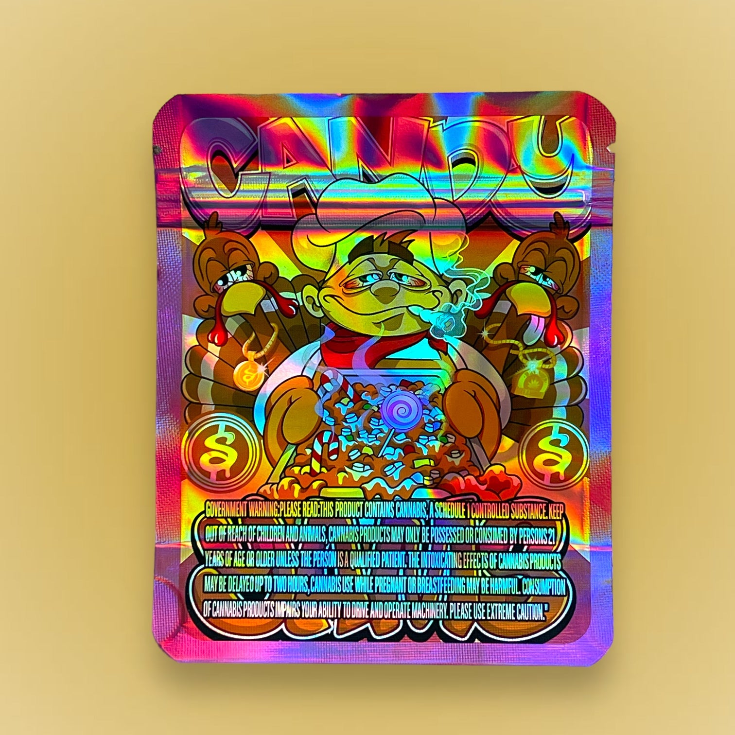 Candy Jams 3.5g Mylar Bag Holographic- Sherb Money Packaging Only