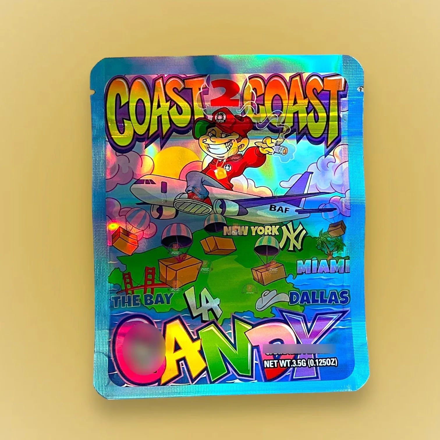 Coast 2 Coast Candy 3.5g Mylar Bag Holographic- Packaging Only - Black Unicorn Hub