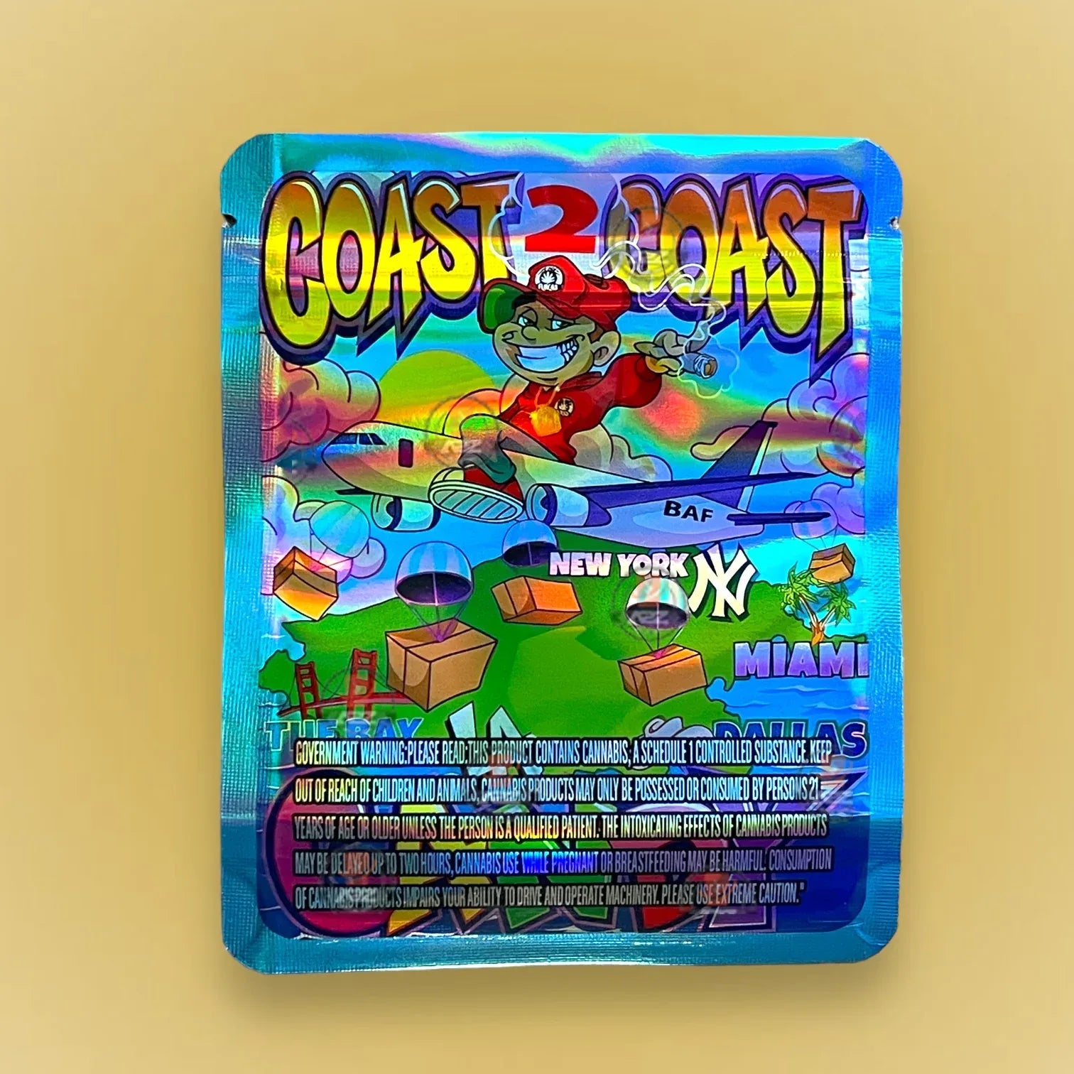 Coast 2 Coast Candy 3.5g Mylar Bag Holographic- Packaging Only - Black Unicorn Hub
