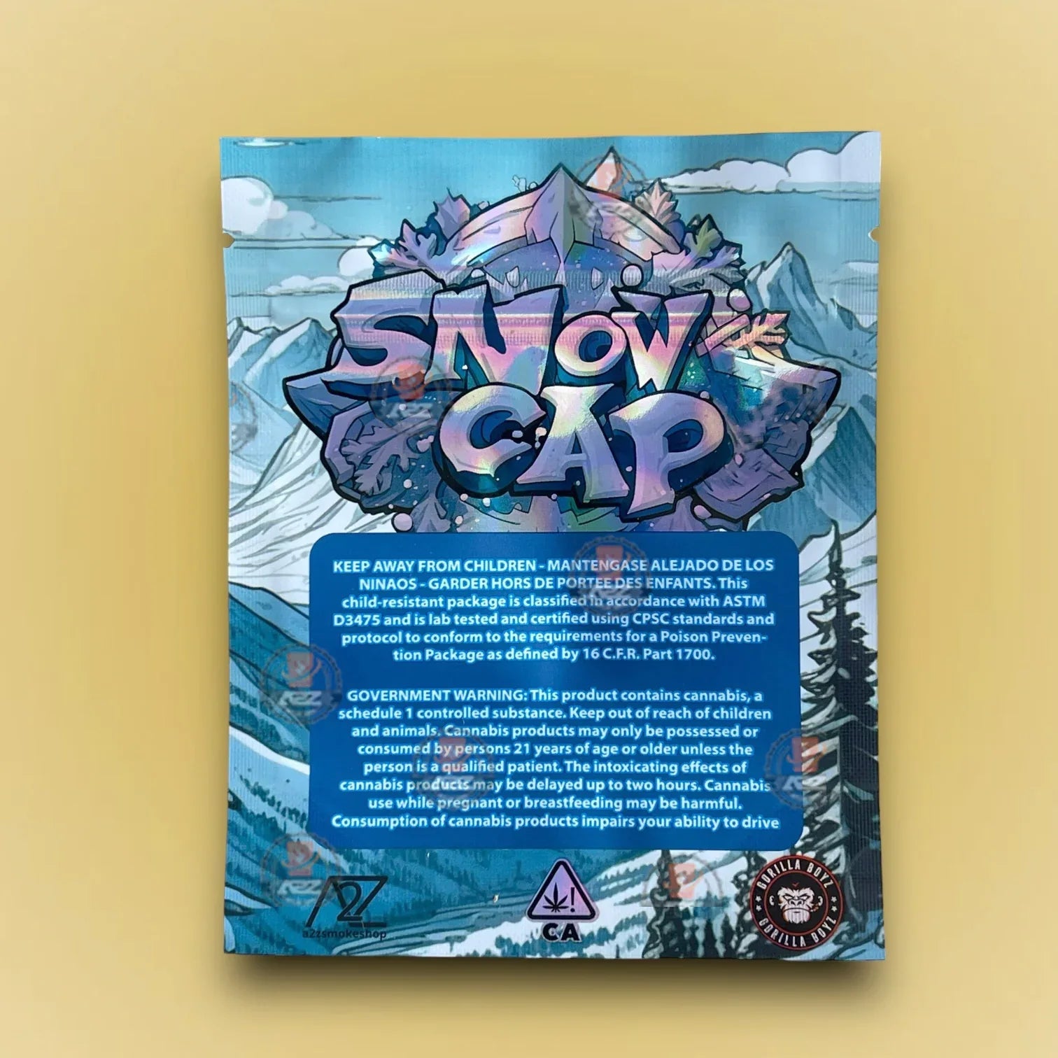 Snow Cap 3.5g Mylar Bags Black Unicorn Packaging Only- Holographic - Black Unicorn Hub