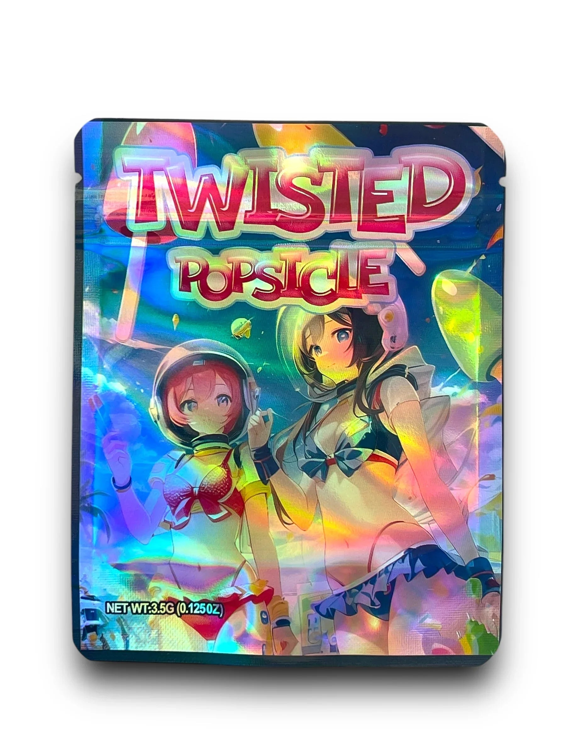 Twisted Popsicle Mylar Bags 3.5g Holographic - Black Unicorn Hub
