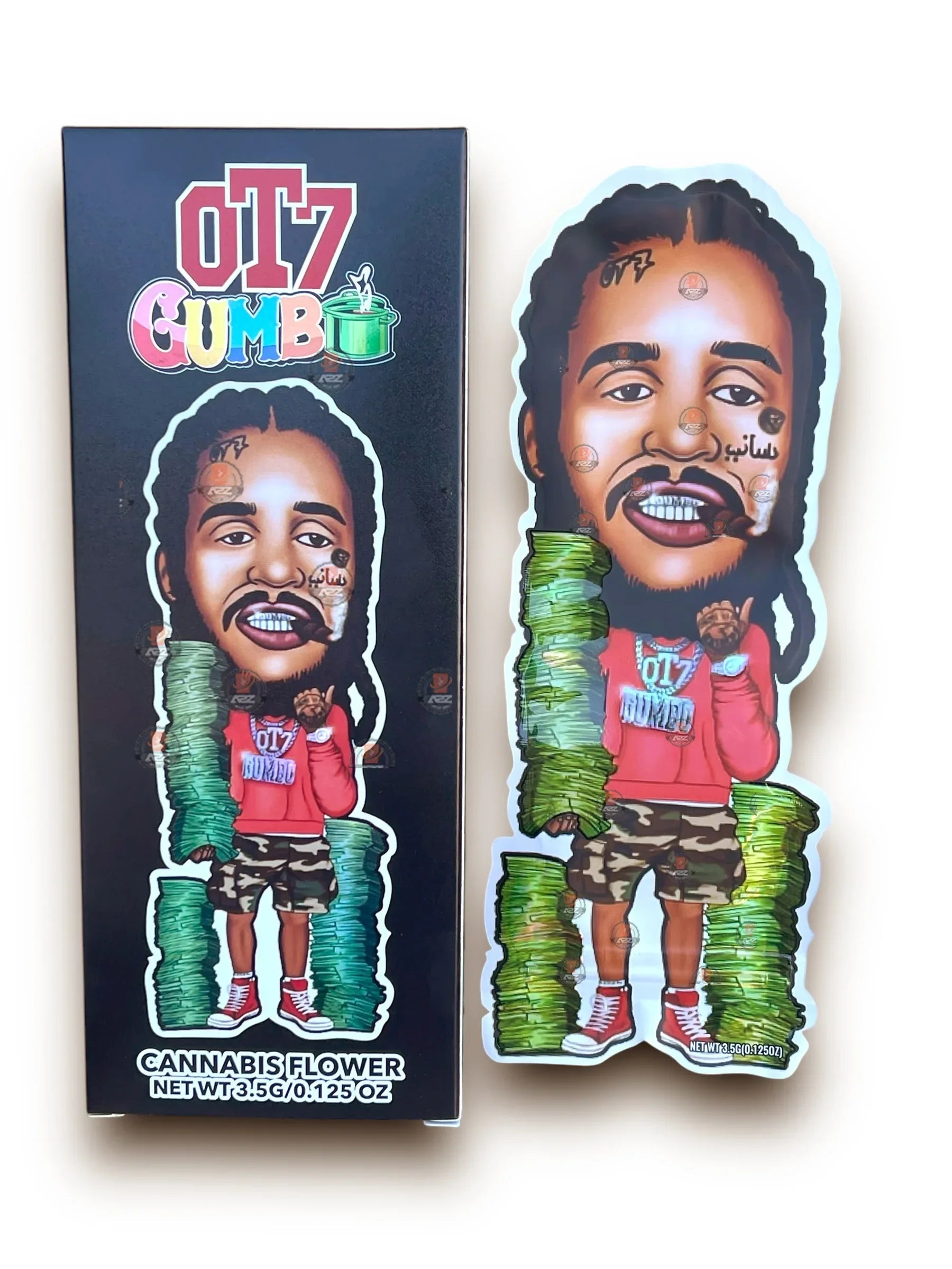 0T7 Quanny Gumbo Mylar Bags with Boxes 3.5g Box Packaging Holographic Fly Trap - Black Unicorn Hub
