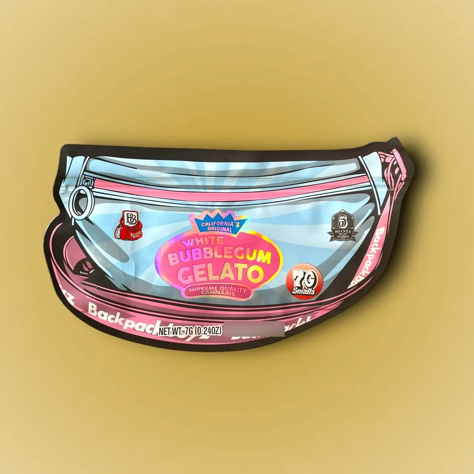 White Bubblegum Gelato 7 G Mylar Bags Backpack Boyz - Black Unicorn Hub