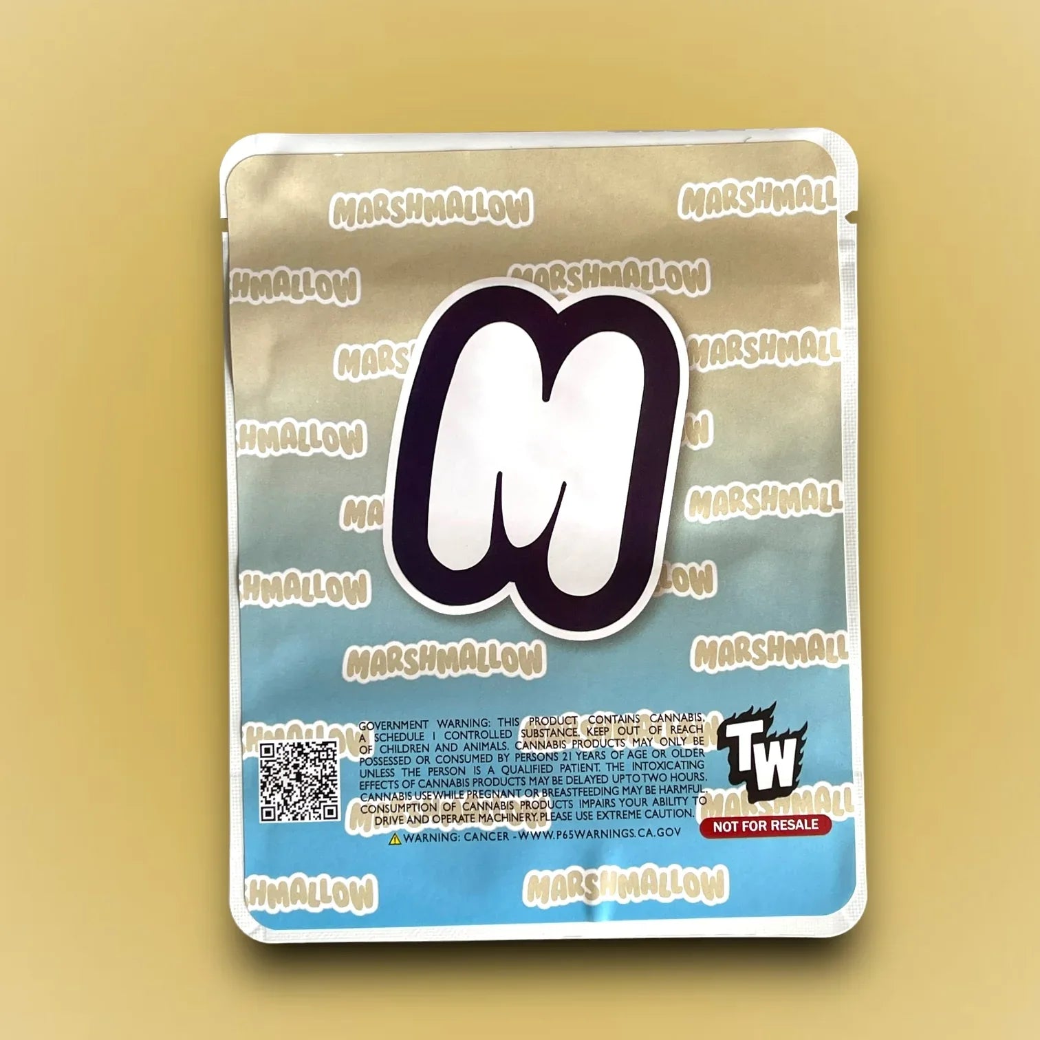 New York Marshmallow Mylar Bags 3.5g Sticker base Bag -With stickers and labels - Black Unicorn Hub
