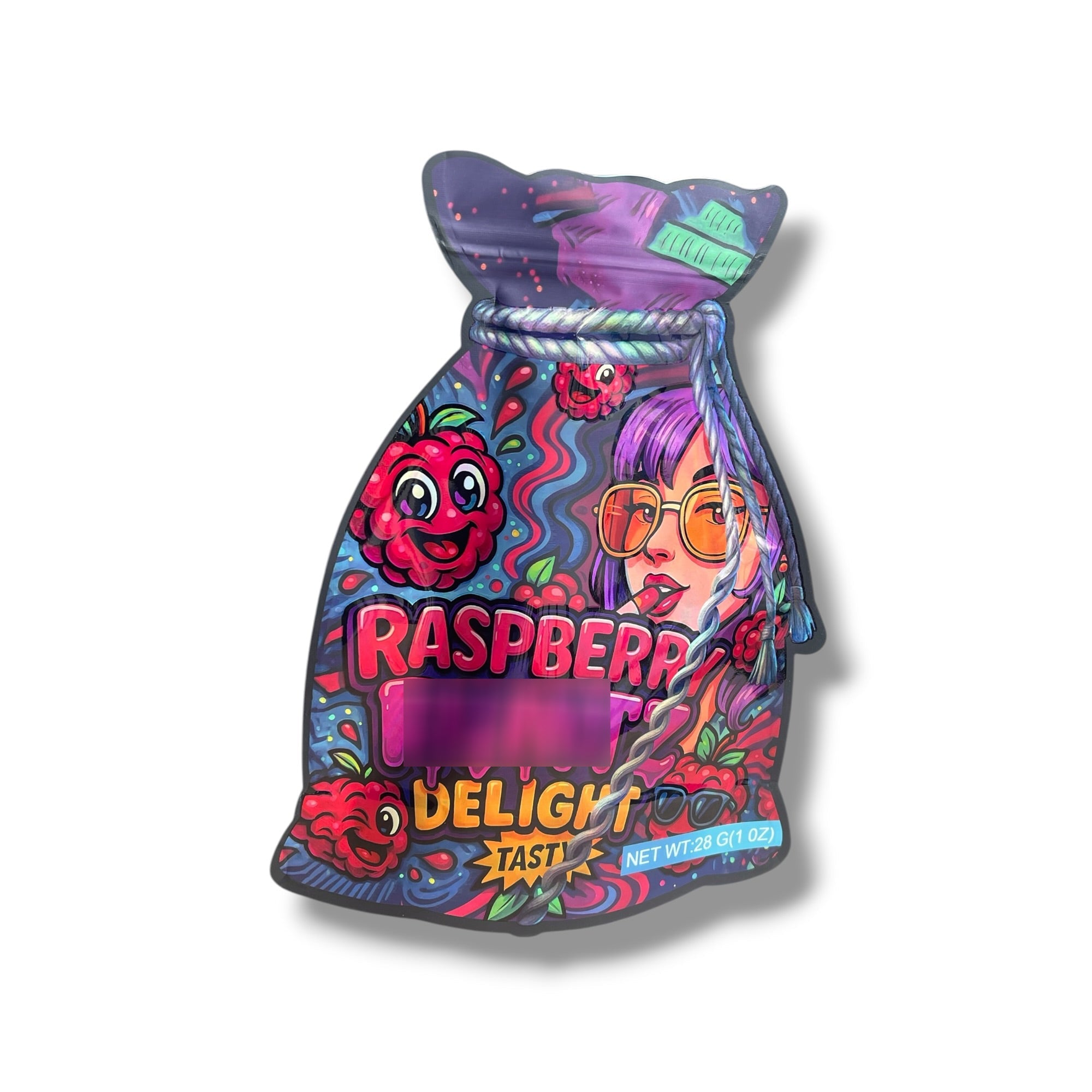 Raspberry Runts Delight 1 OZ 28G empty Mylar bag 1 ounce (50 Count)