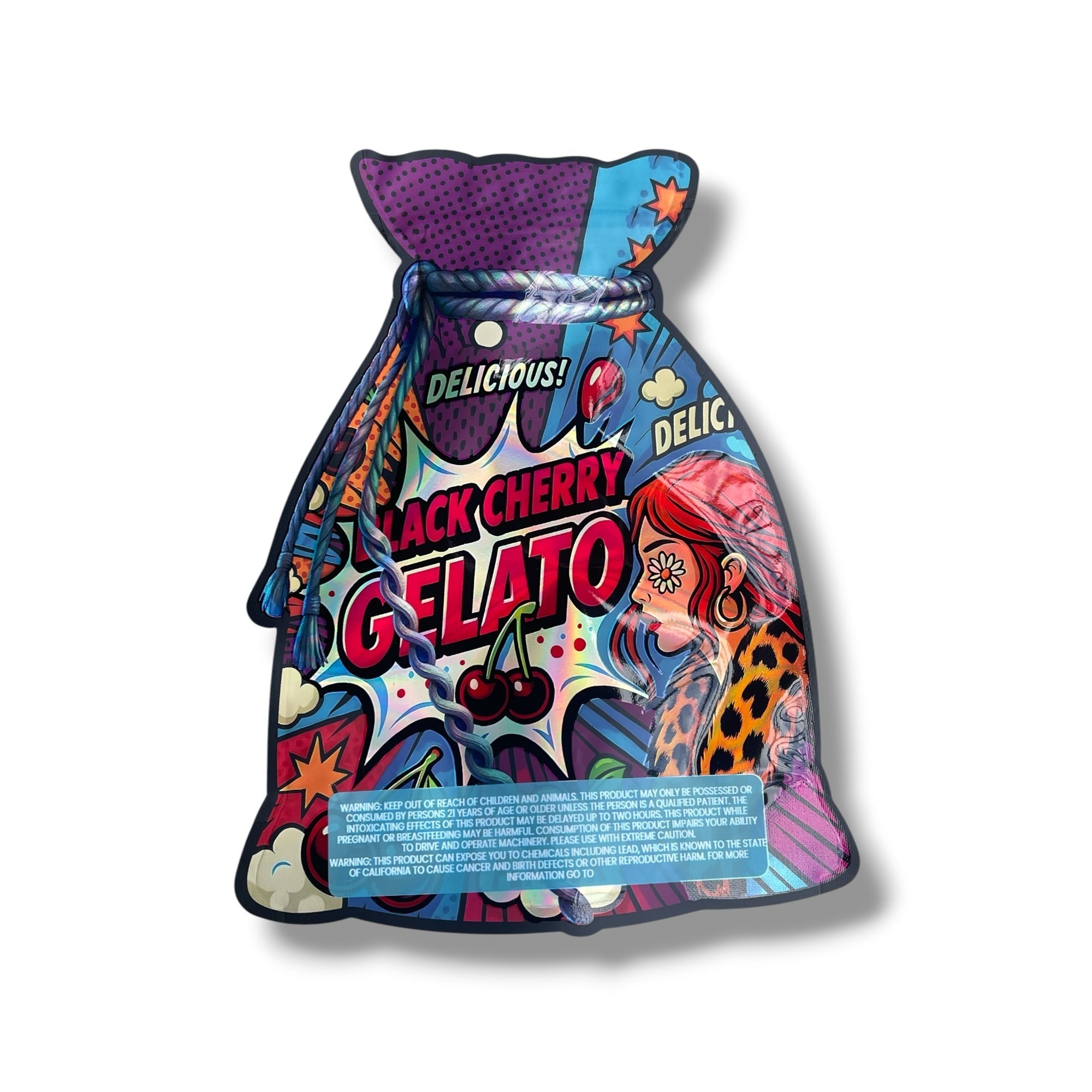 Black Cherry Gelato 1 OZ 28G empty Mylar bag 1 ounce (50 Count)