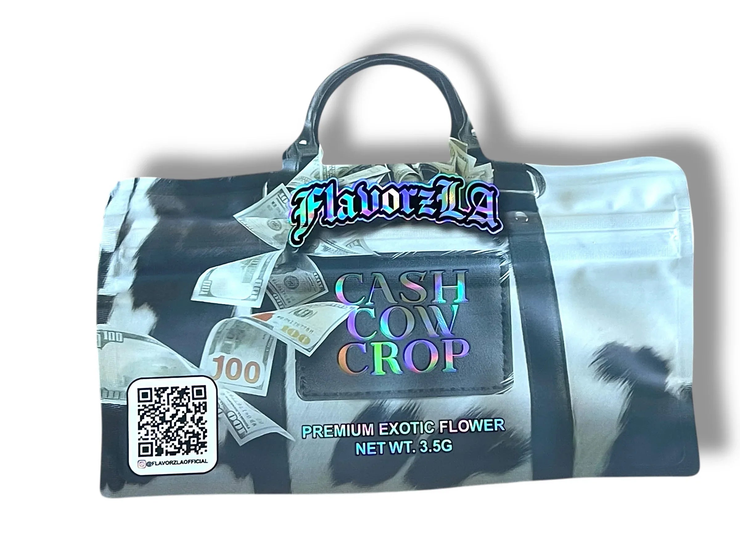 Flavroz LA Cash Cow Crop Mylar Bag 3.5g shape bags - Black Unicorn Hub