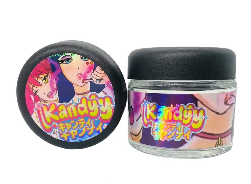 Kandy 3.5g Glass Jars with Holographic Stickers