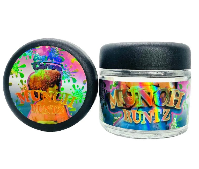 Munch 3.5g Glass Jars with Holographic Stickers