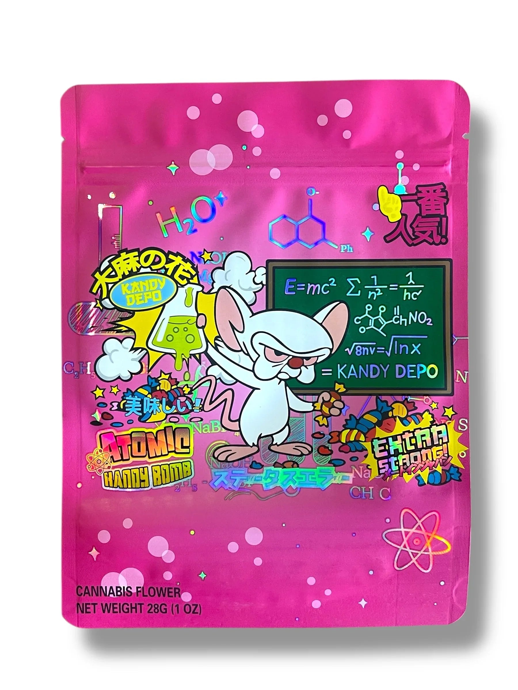 Kandy Depot Atomic 1 OZ 28G empty Mylar bag 1 ounce (50 Count) - Black Unicorn Hub