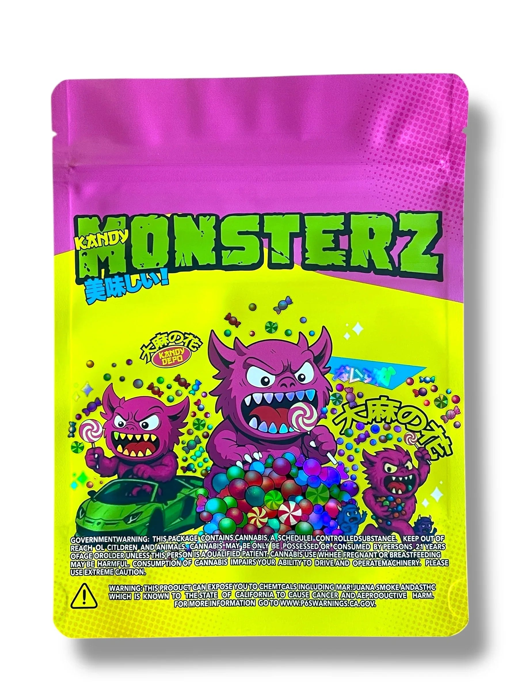 Kandy Depo Monsters 1 OZ 28G empty Mylar bag 1 ounce (50 Count) - Black Unicorn Hub