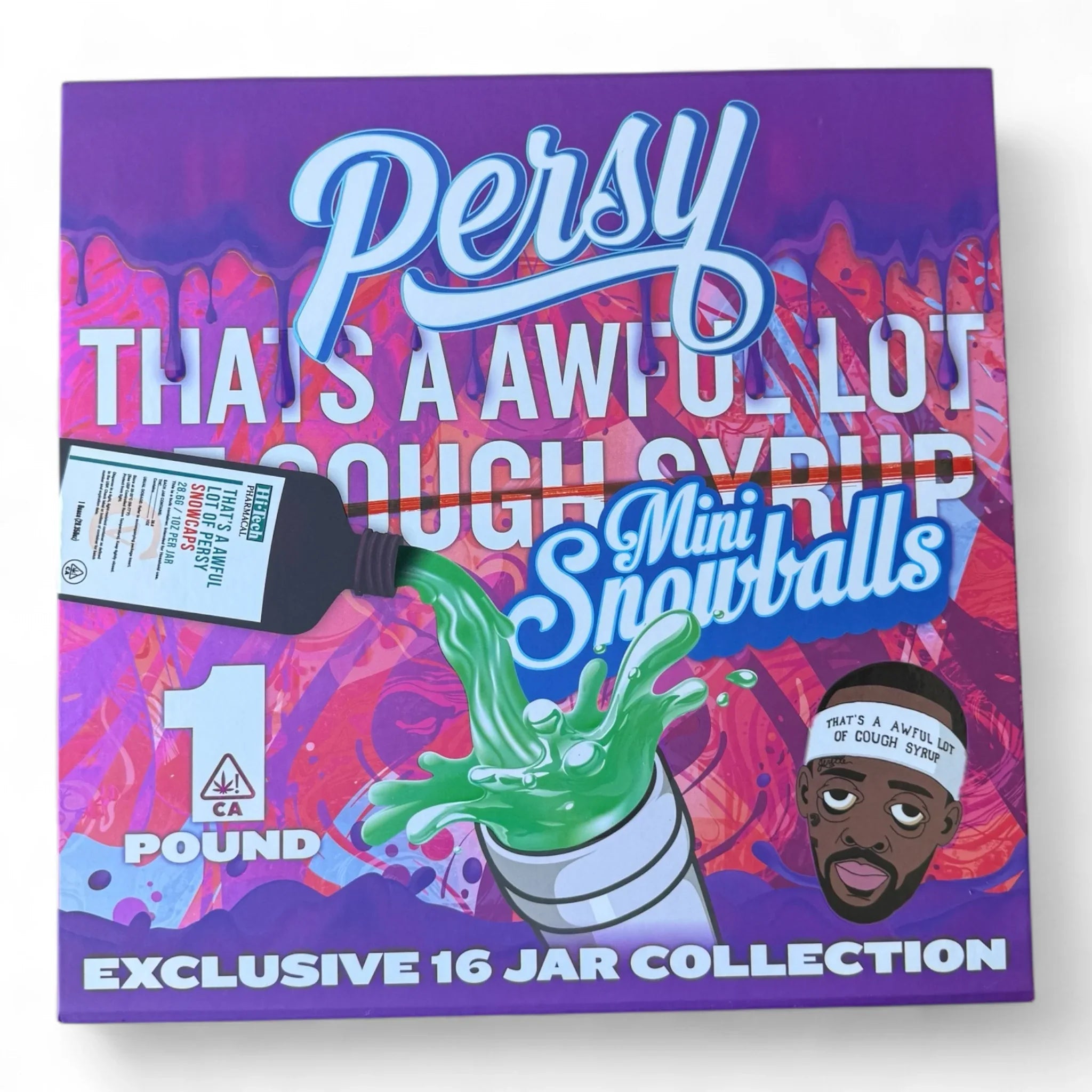 Persy Mini Snowballs Cough Syrup 16-1oz Glass Jars - Varity Pack 16 Flavors in box 1 pound- Empty Jars - Black Unicorn Hub