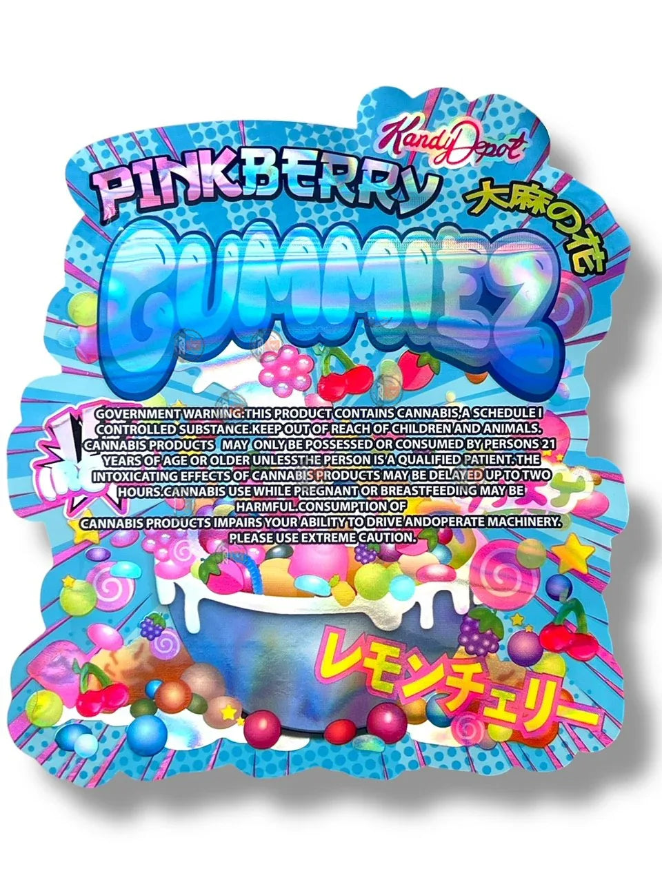 Pink Berry Gummies Kandy Depo Mylar Bags with Boxes 3.5g Box Packaging Holographic