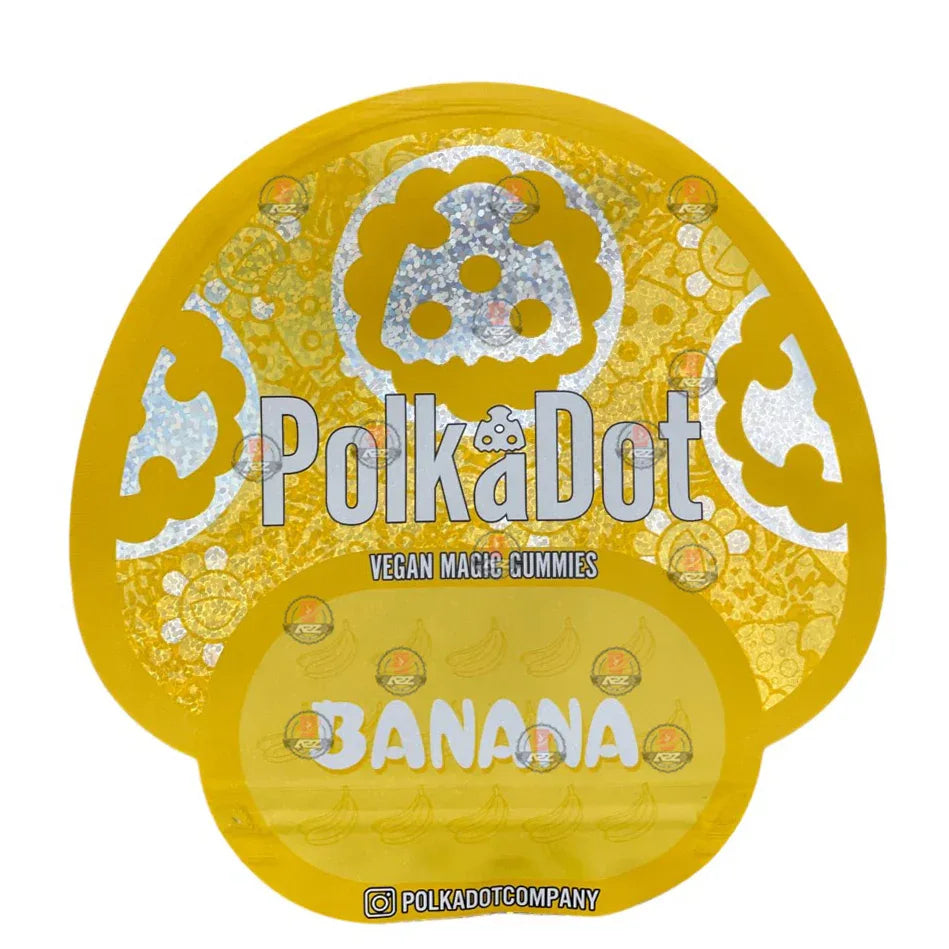 Polkadot Gummies Banana Mylar bags 3.5g (Empty Bag-Packaging only) - Black Unicorn Hub