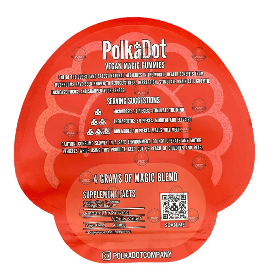 Polkadot Gummies Cherry Mylar bags 3.5g (Empty Bag-Packaging only) - Black Unicorn Hub