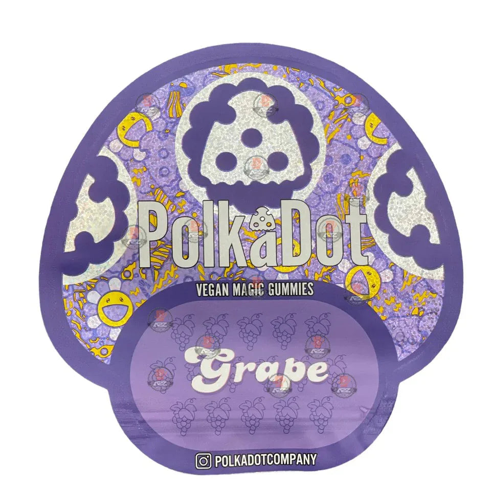 Polkadot Gummies Grape Mylar bags 3.5g (Empty Bag-Packaging only) - Black Unicorn Hub