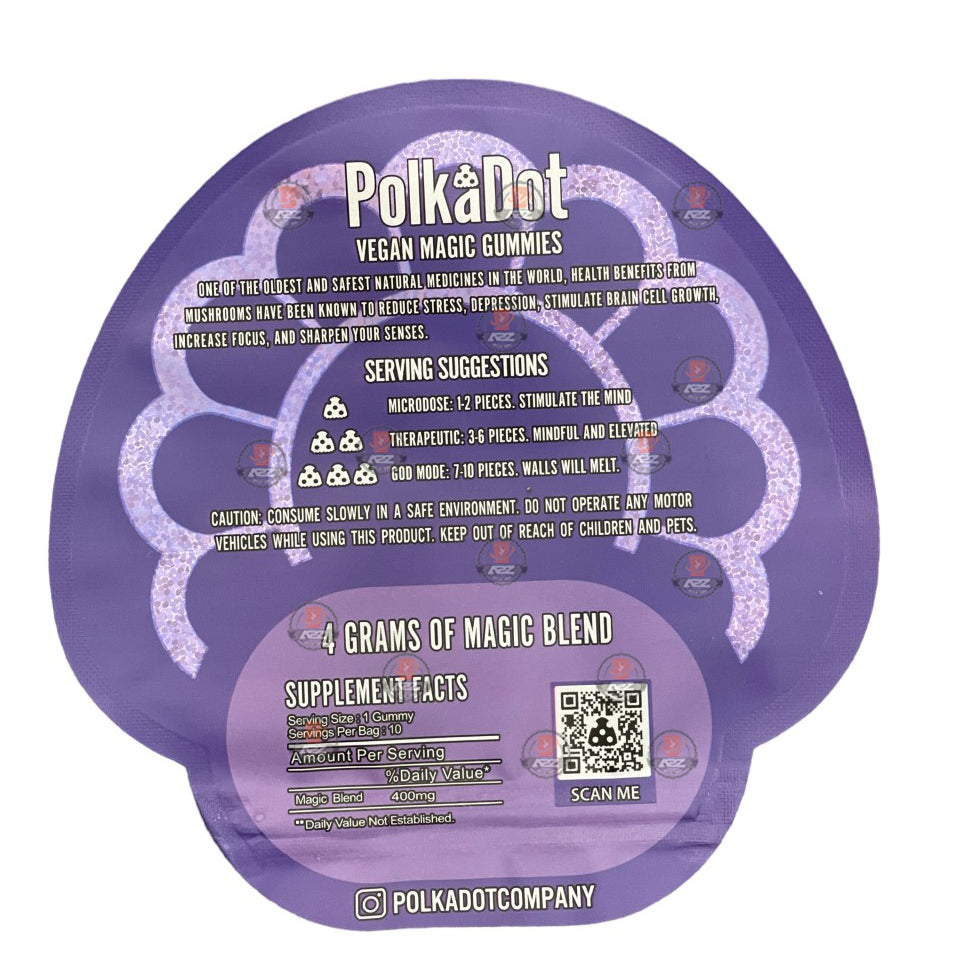 Polkadot Gummies Grape Mylar bags 3.5g (Empty Bag-Packaging only)