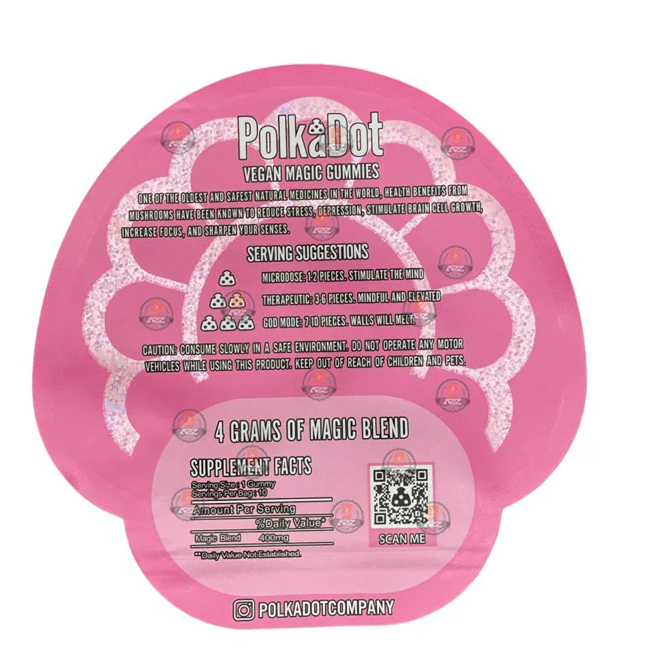 Polkadot Gummies Strawberry Mylar bags 3.5g (Empty Bag-Packaging only) - Black Unicorn Hub