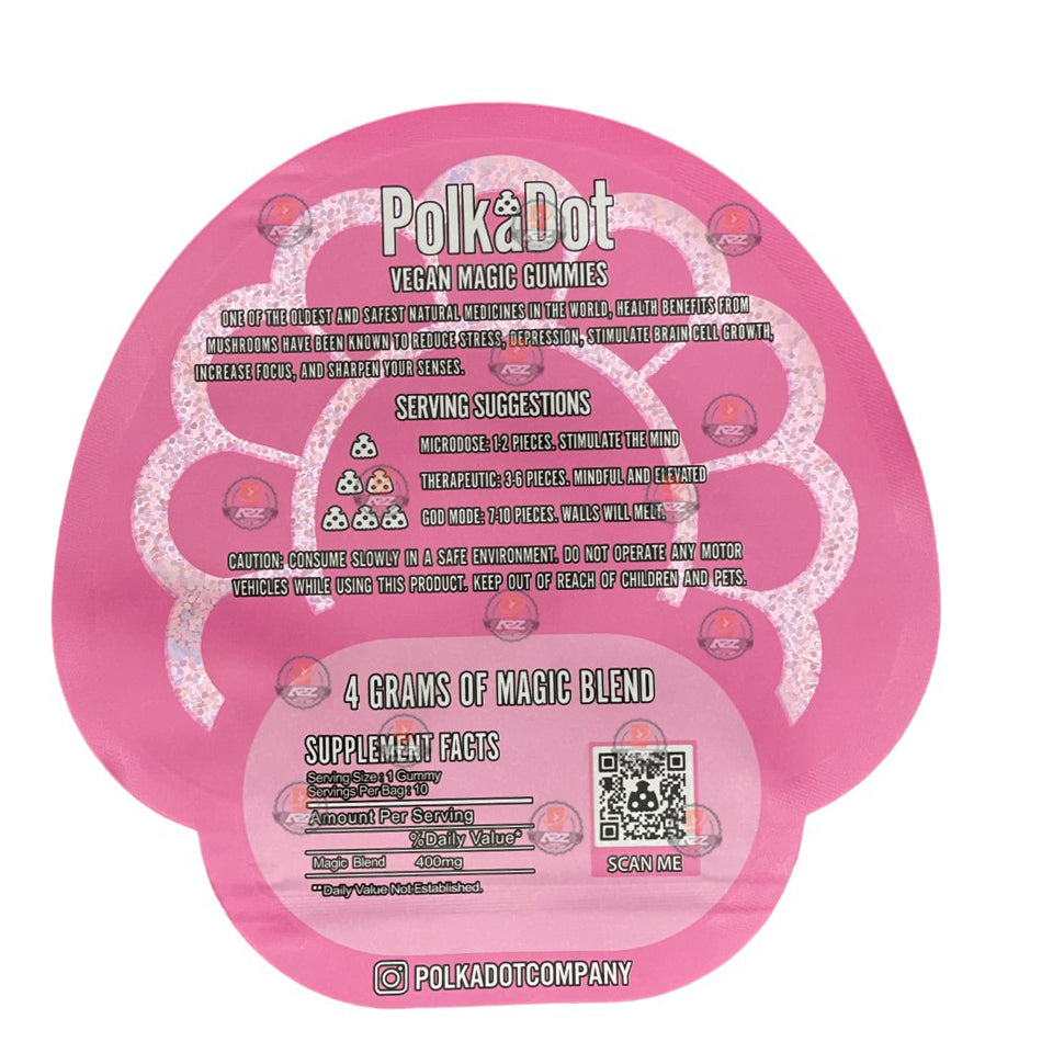 Polkadot Gummies Strawberry Mylar bags 3.5g (Empty Bag-Packaging only)