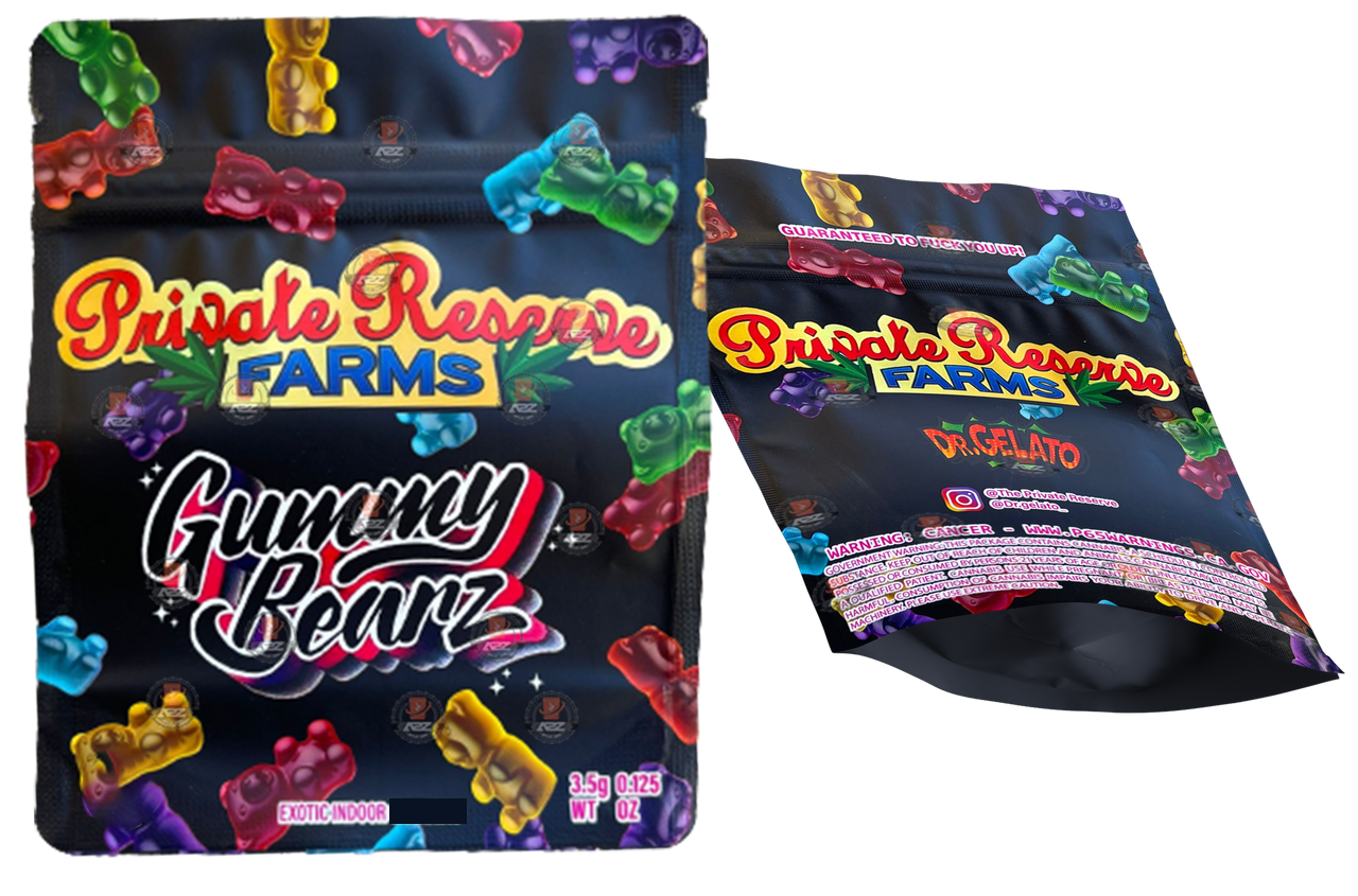 Private Reserve Farms Gummy Bears Bearz 3.5g Mylar bag Packaging Only