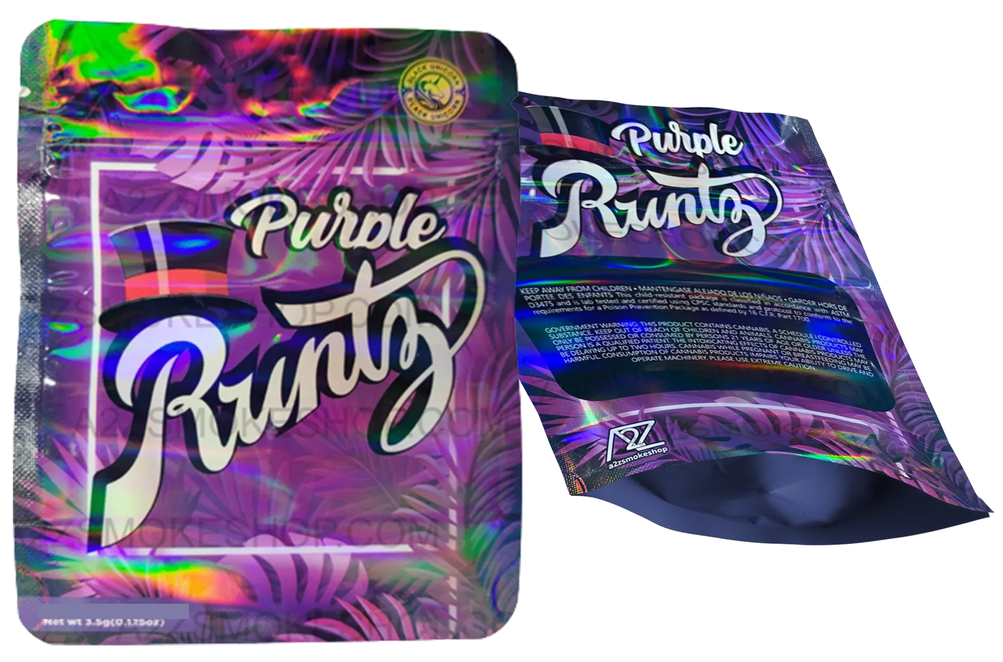 Black Unicorn Purple Holographic Mylar bag 3.5g - Black Unicorn Hub