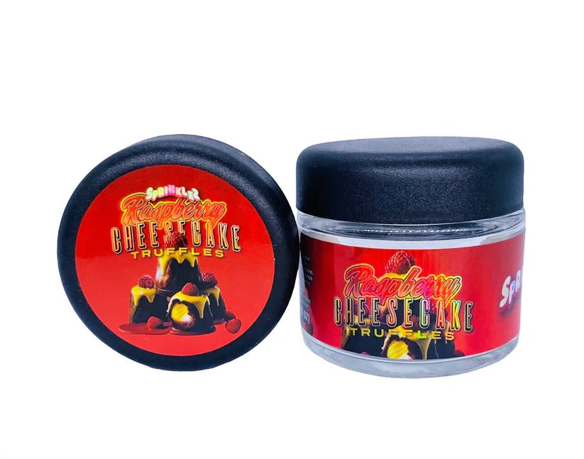 Raspberry Cheesecake Truffles Sprinklez 3.5g Glass Jars with Holographic Stickers