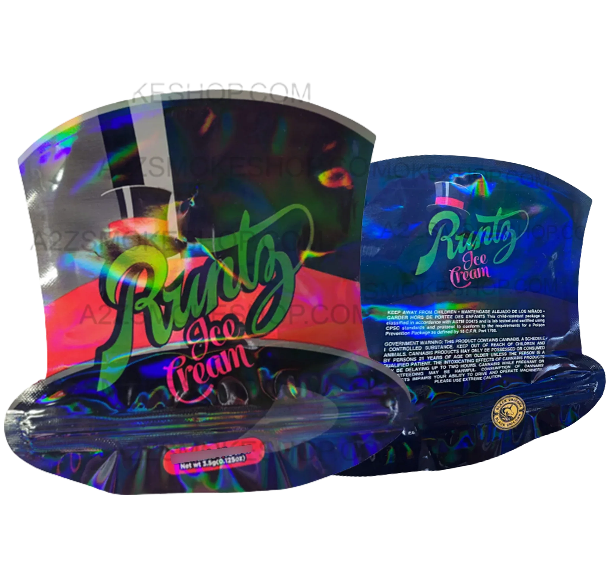 Black Unicorn Ice Cream cut out Holographic Mylar bag 3.5g - Black Unicorn Hub