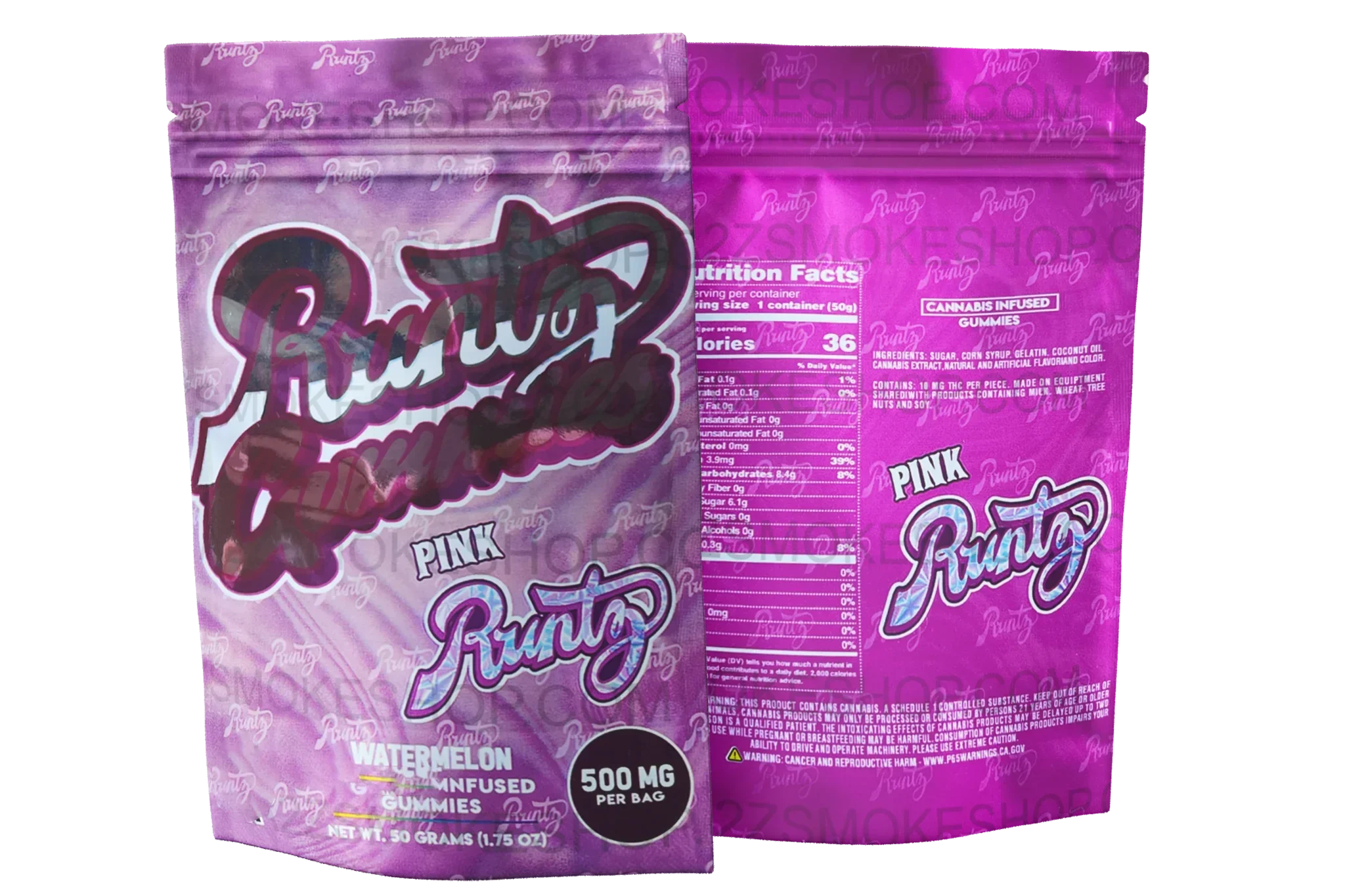 Gummies - Pink Watermelon 500mg Mylar Bag Packaging only - Black Unicorn Hub