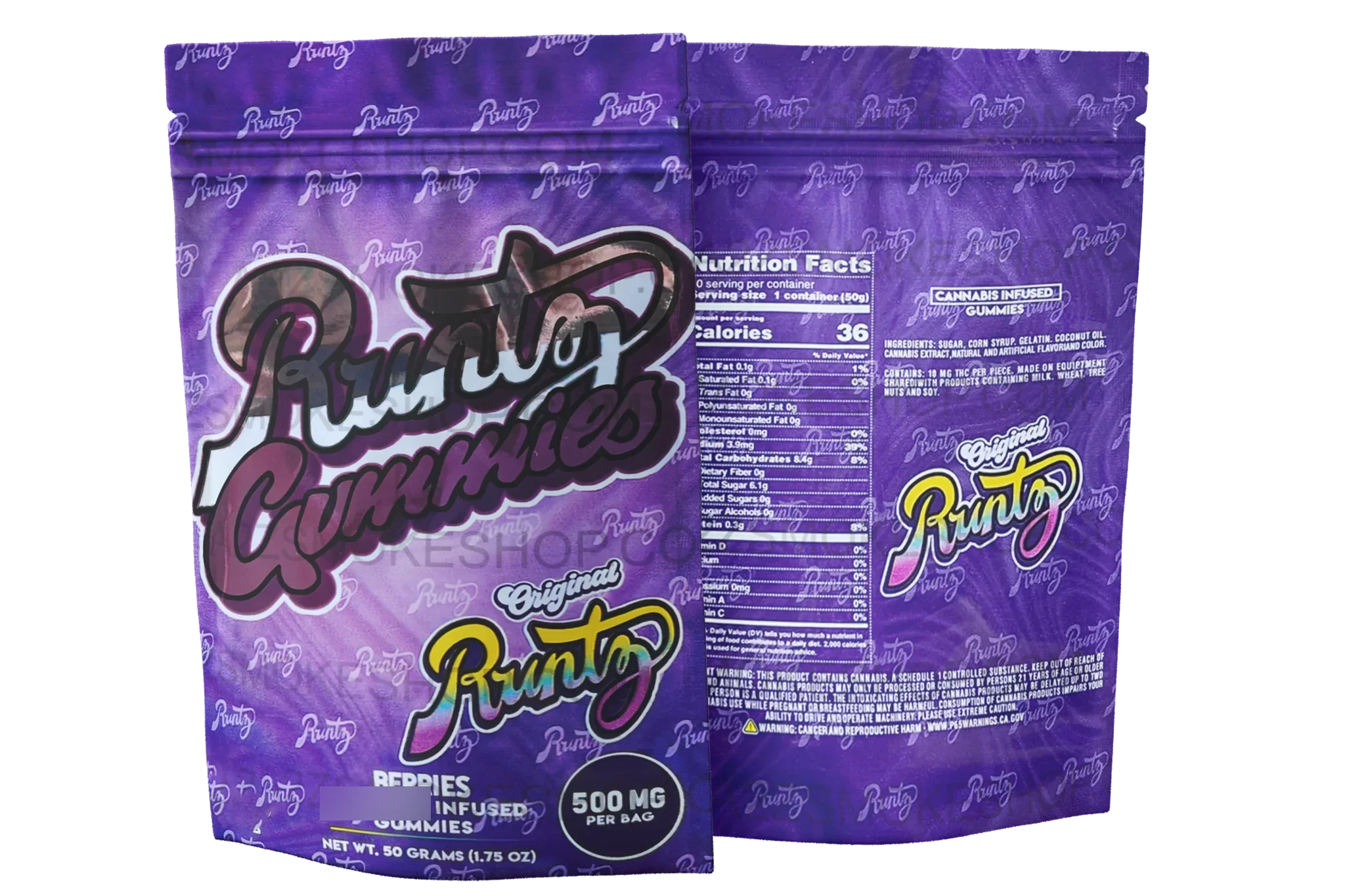 Gummies - Purple Berries 500mg Mylar Bag Packaging ONLY Does not include gummies - Black Unicorn Hub