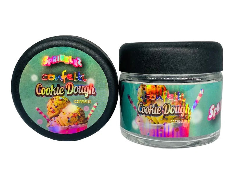 Confetti Cookie Dough Cream Sprinklez 3.5g Glass Jars with Holographic Stickers